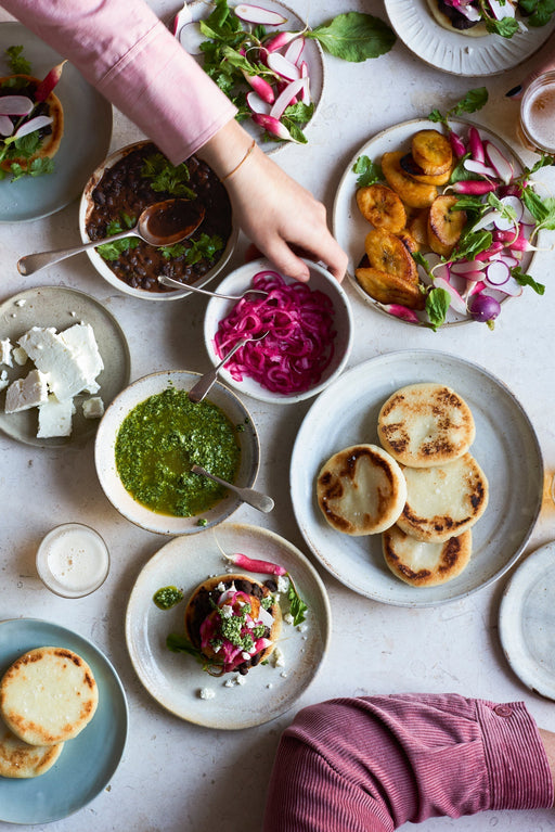 Anna Jones' Arepas with Black Beans & Salsa Verde
