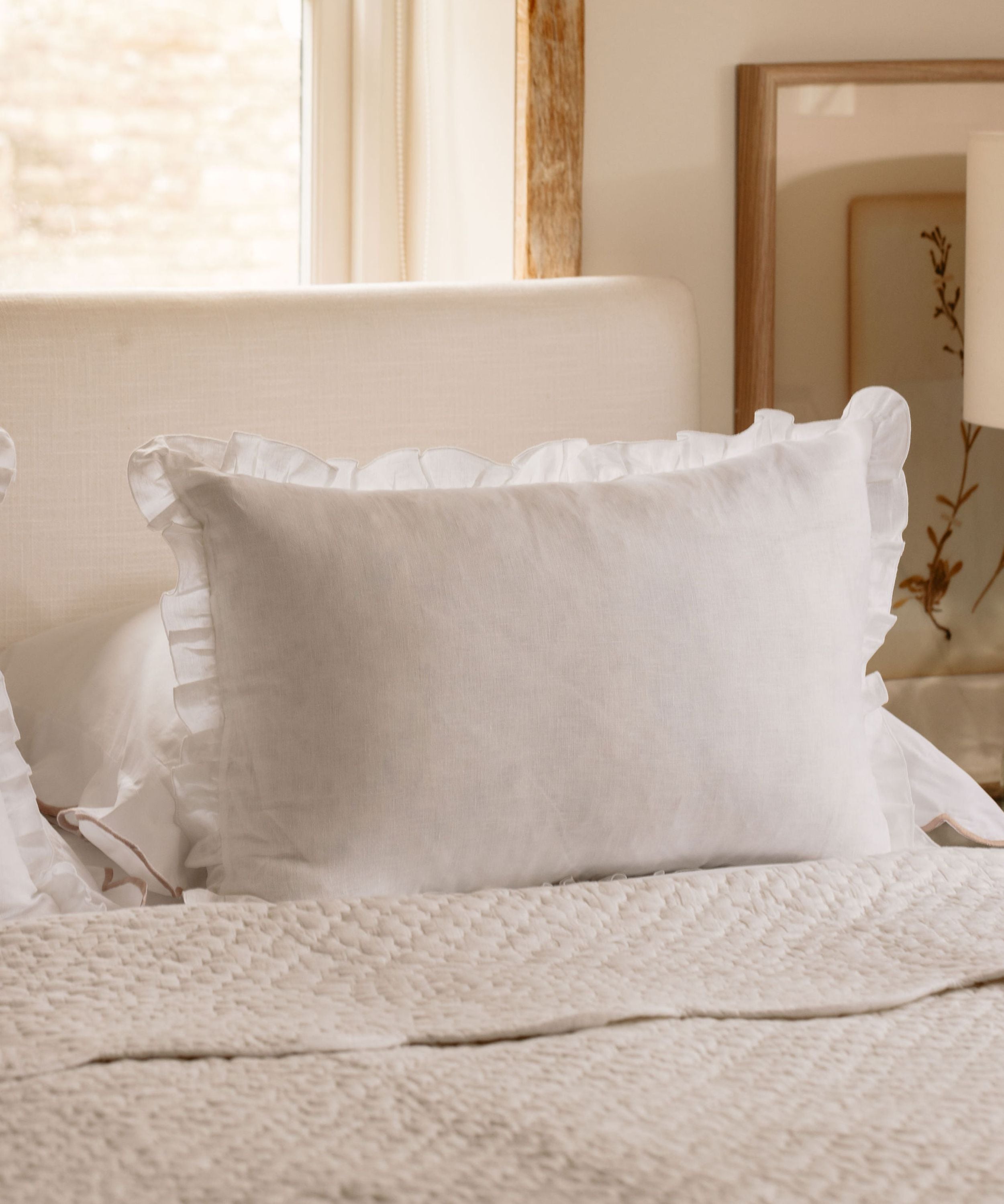 Rebecca Udall Ruffle Italian Linen Cushion Cover, White