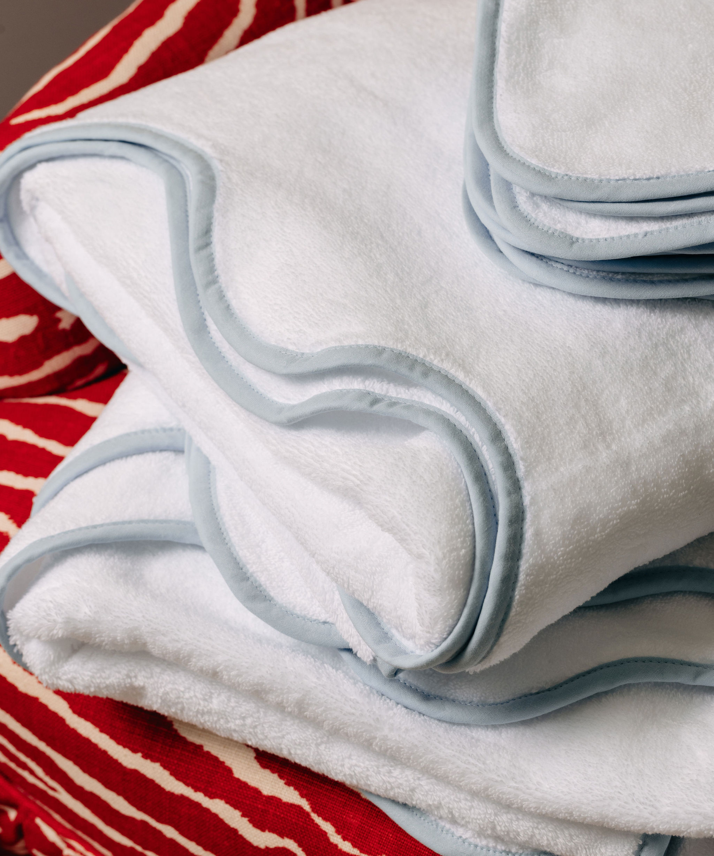 Amelia Scalloped Bath Towel Collection, Powder Blue