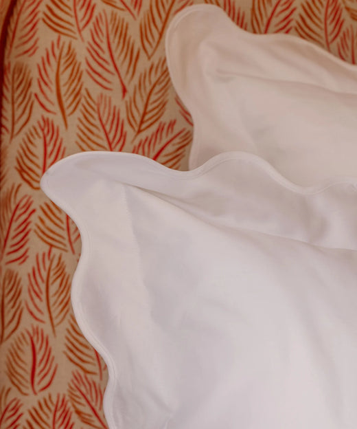 Pair of Alexandra Wavy Scalloped Pilllowcases, White, Details