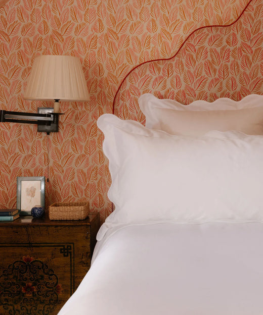 Pair of Alexandra Wavy Scalloped Pilllowcases, White, Bedroom Lifestyle