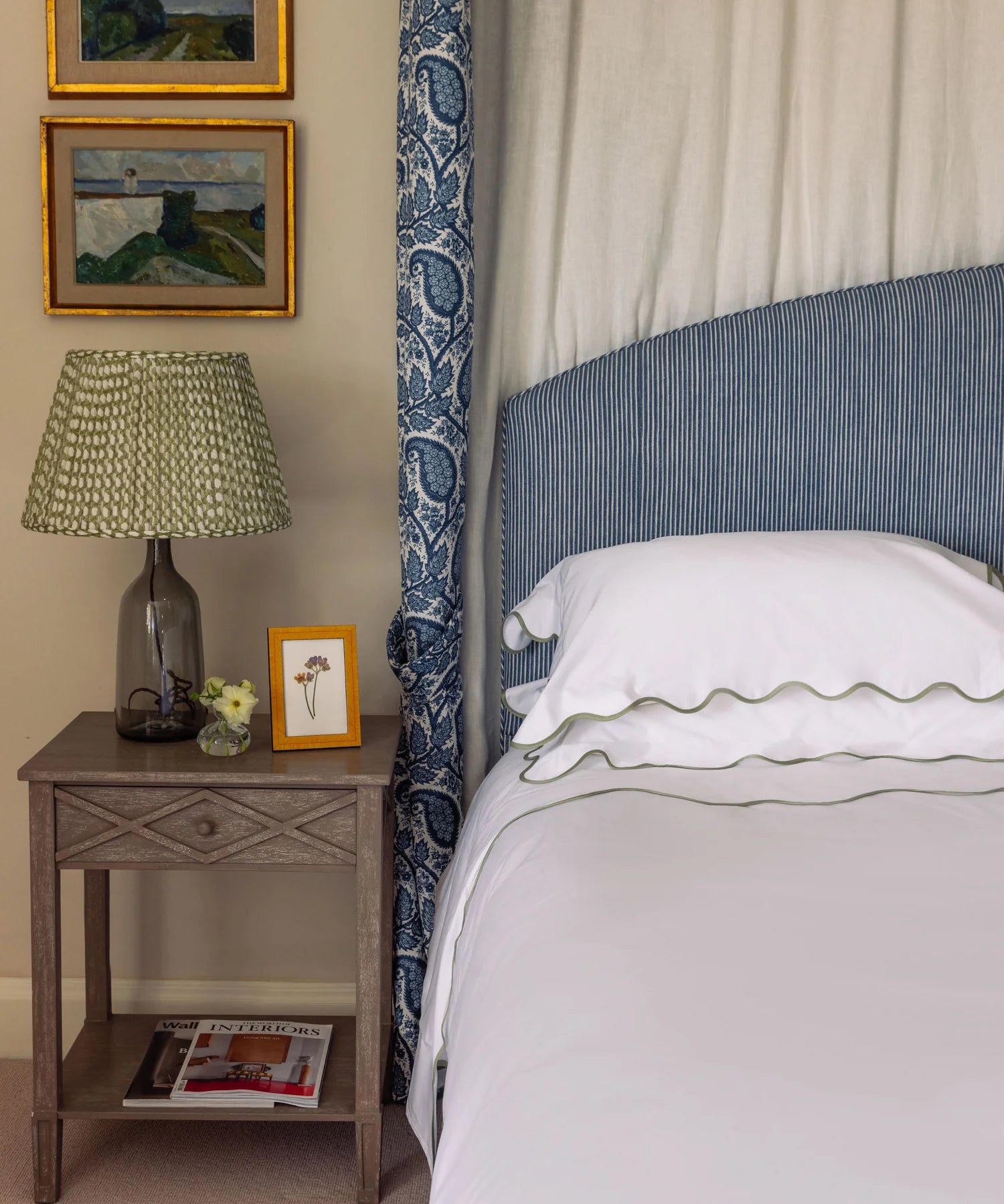Alexandra Wavy Scalloped Duvet Cover, Sage Green, Pillow Details