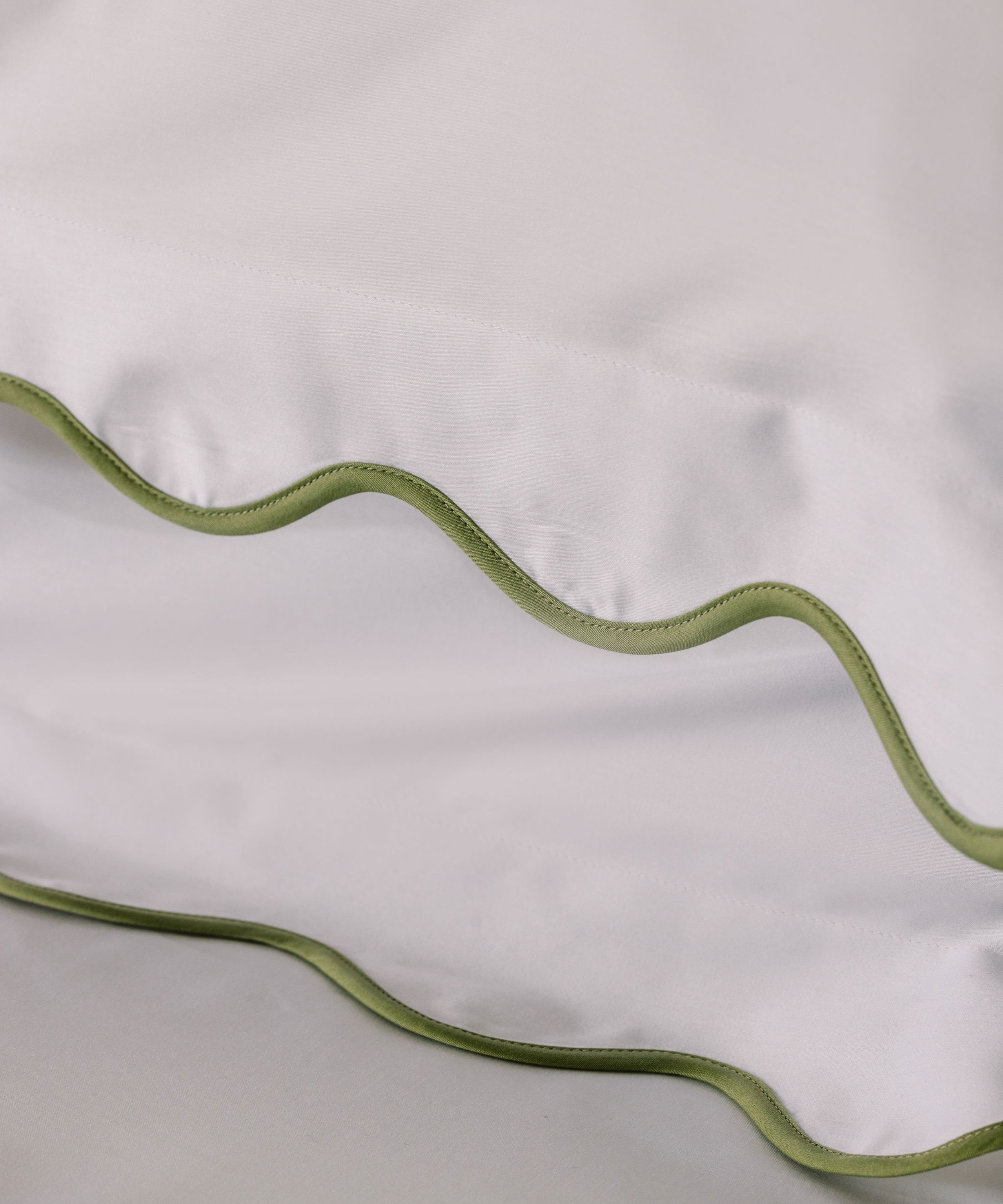 Alexandra Wavy Scalloped Bed Linen, Sage Green, Detail