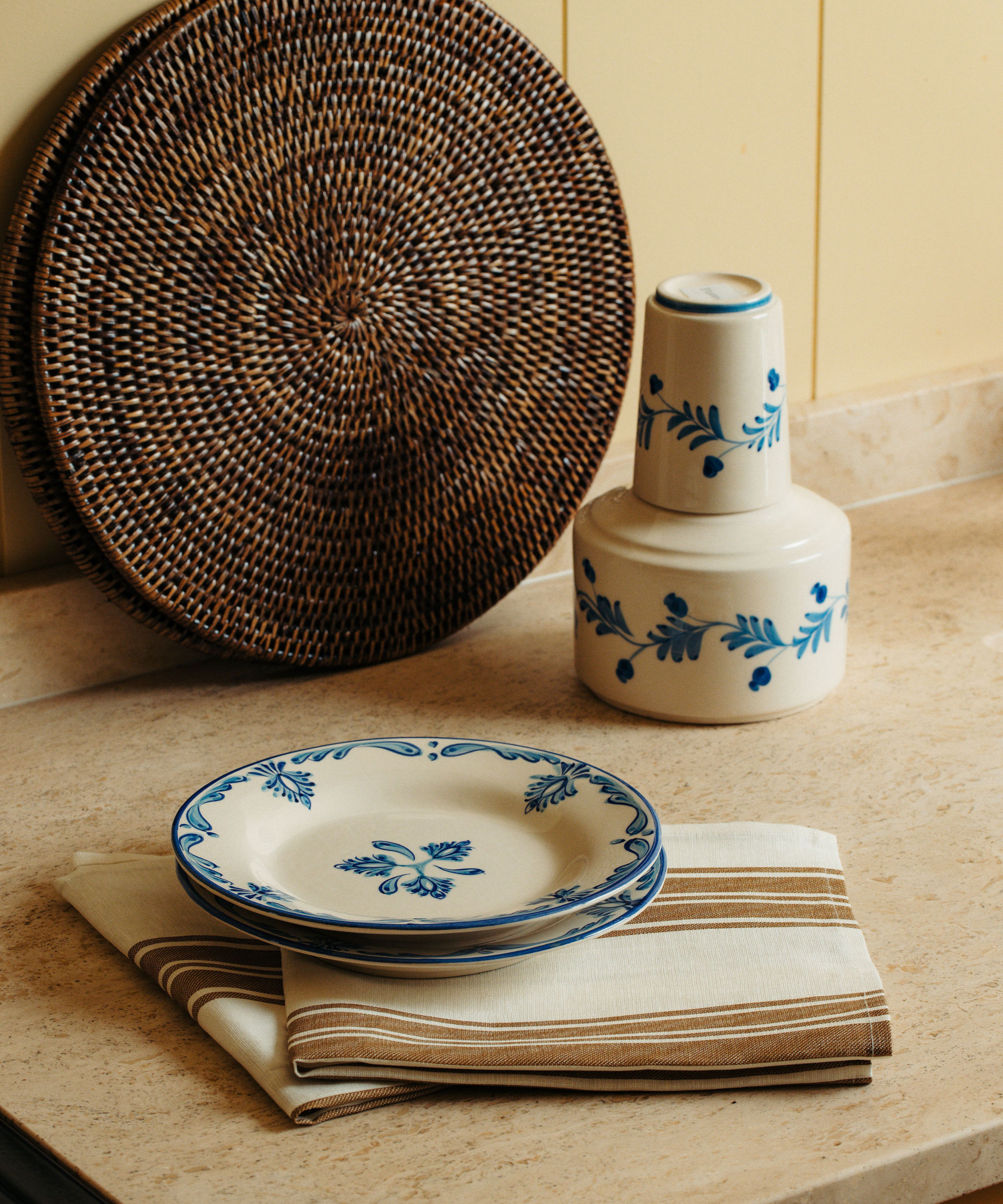Colette Striped Linen Napkin, Nougat