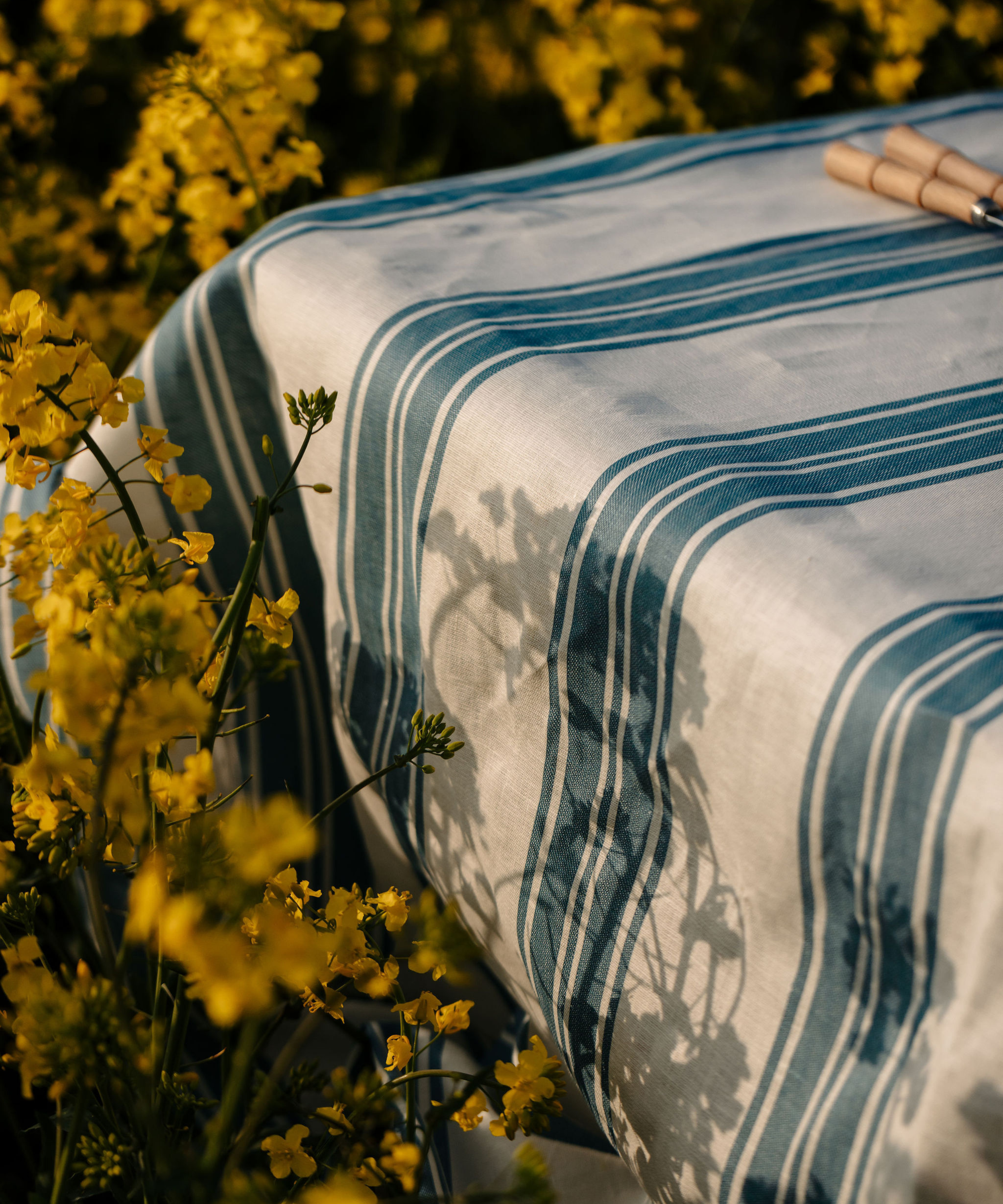 Colette Striped Table Linens, Harbour Blue