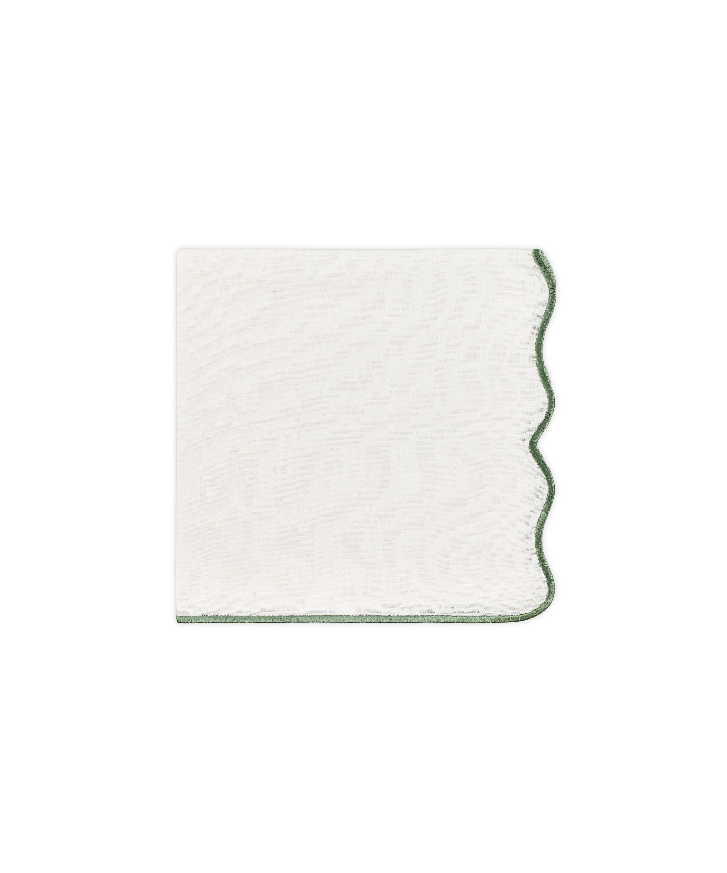 Rebecca Udall Scalloped Linen Napkin, Green Folded
