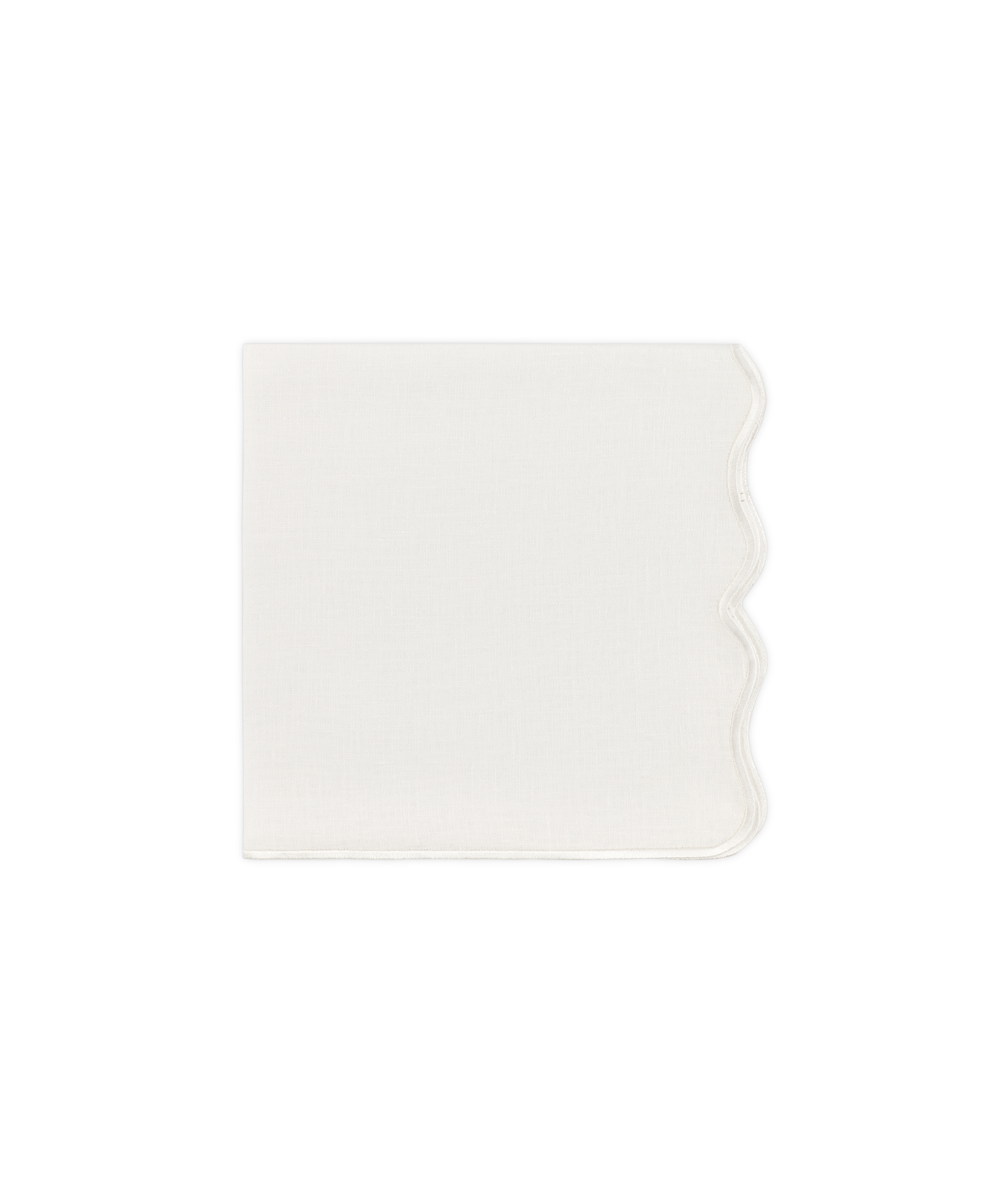 Rebecca Udall White Wavy Scalloped Linen Napkin, Folded