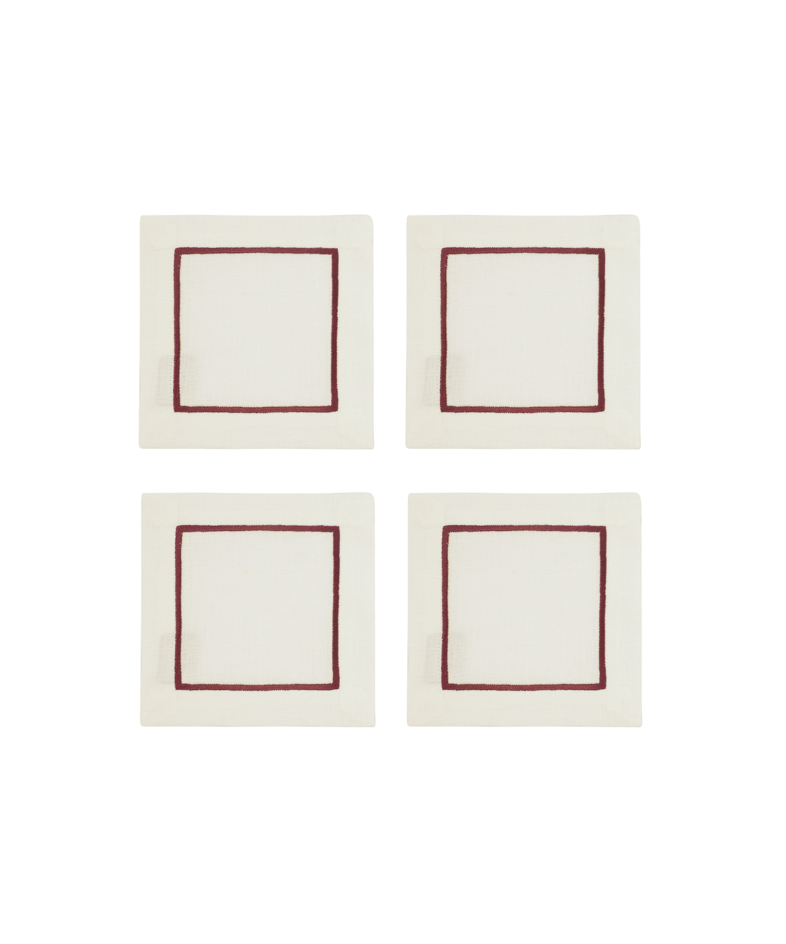 Rebecca Udall Set of 4 Sophie One Cord Cocktail Napkins, Burgundy