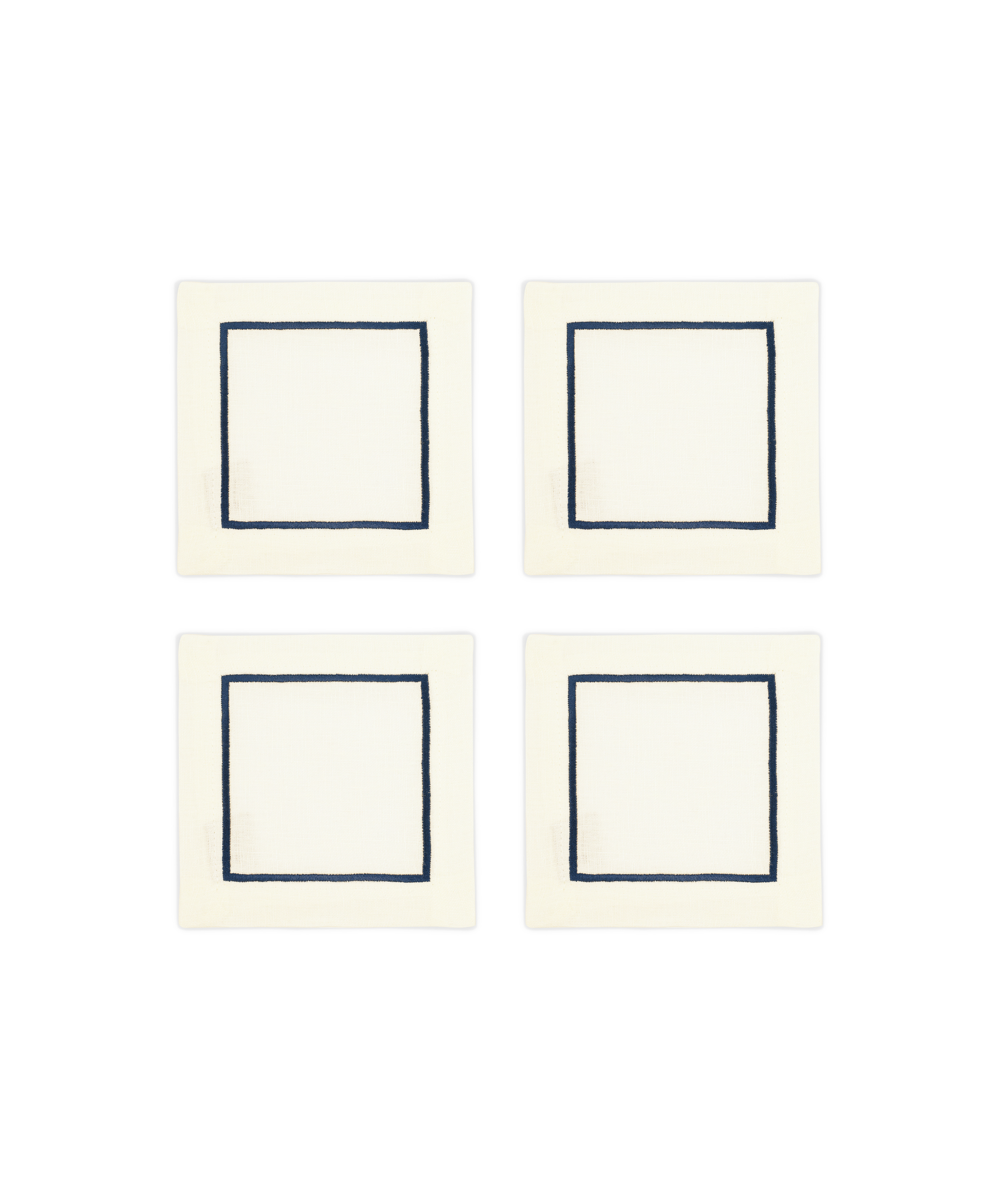 Rebecca Udall Set of 4 Sophie One Cord Linen Cocktail Napkins, Midnight Blue
