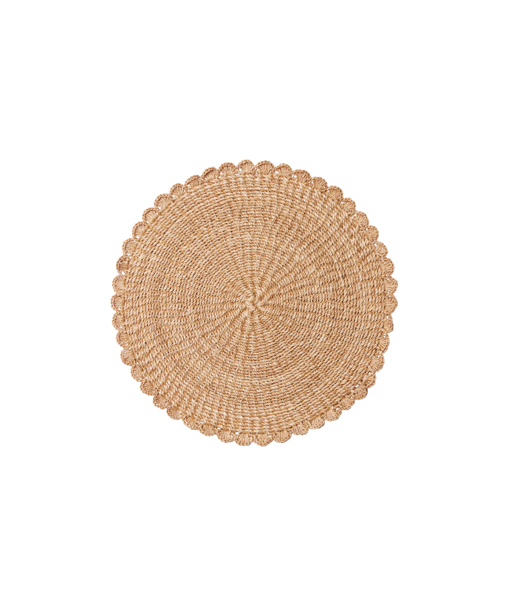 Rebecca Udall Scalloped Handwoven Abaca Natural Fibre Wicker Placemat Natural