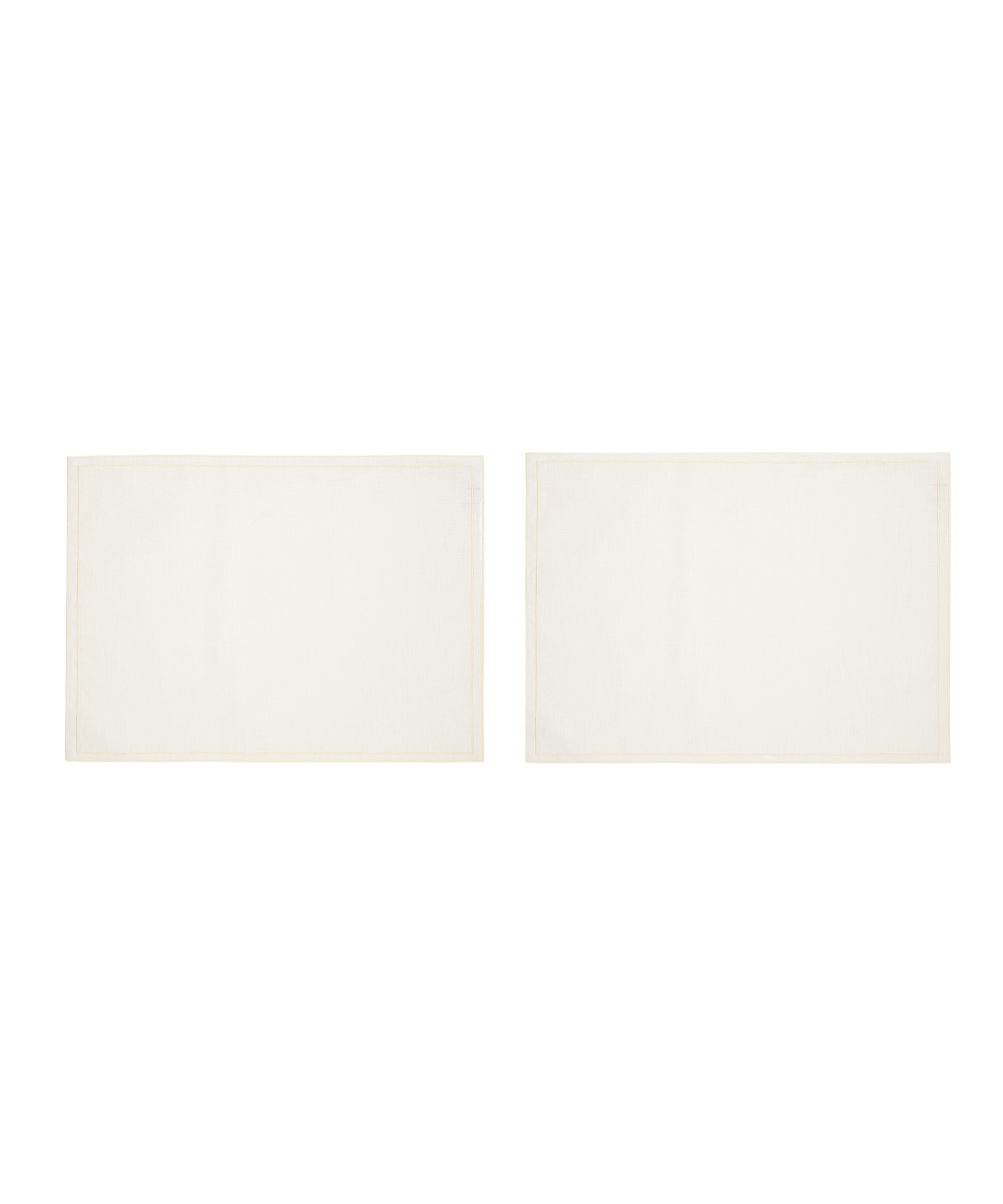 Pair of Rectangular Waxed Linen Placemats, Ivory/Buttermilk