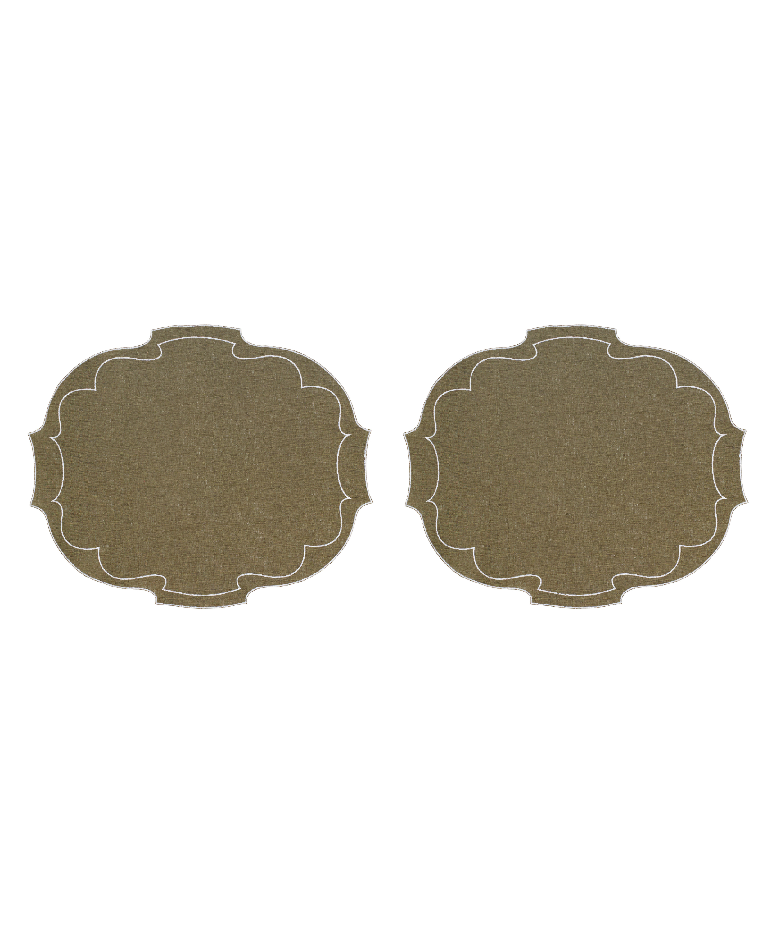 Rebecca Udall Pair of Francesca Waxed Linen Placemats, Olive
