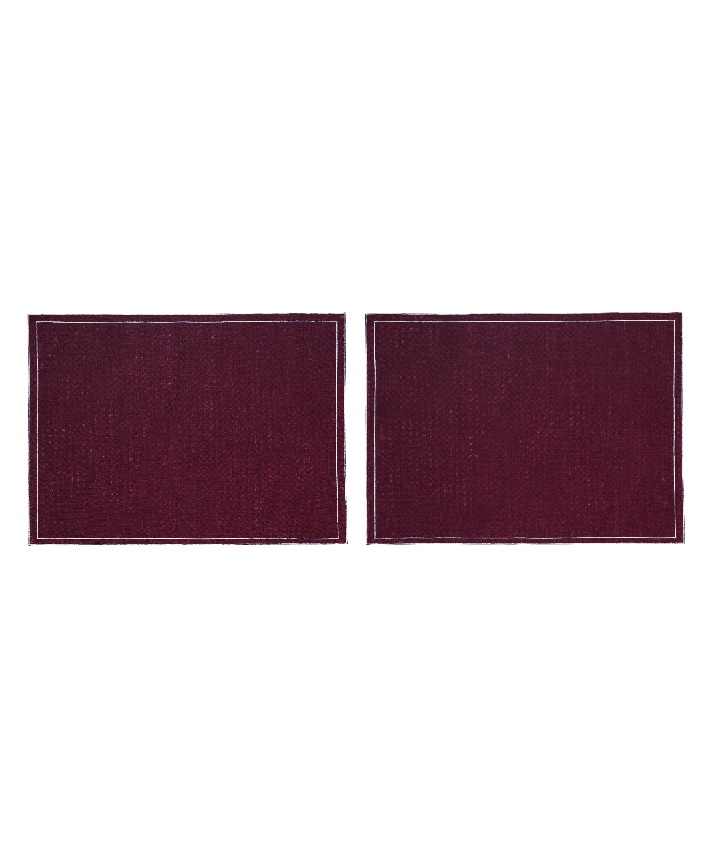 Pair of Rectangular Waxed Linen Placemats, Burgundy