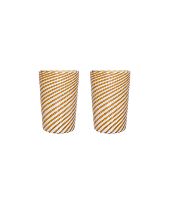 Pair of Murano Swirl Tumblers, Autumn, Cut Out