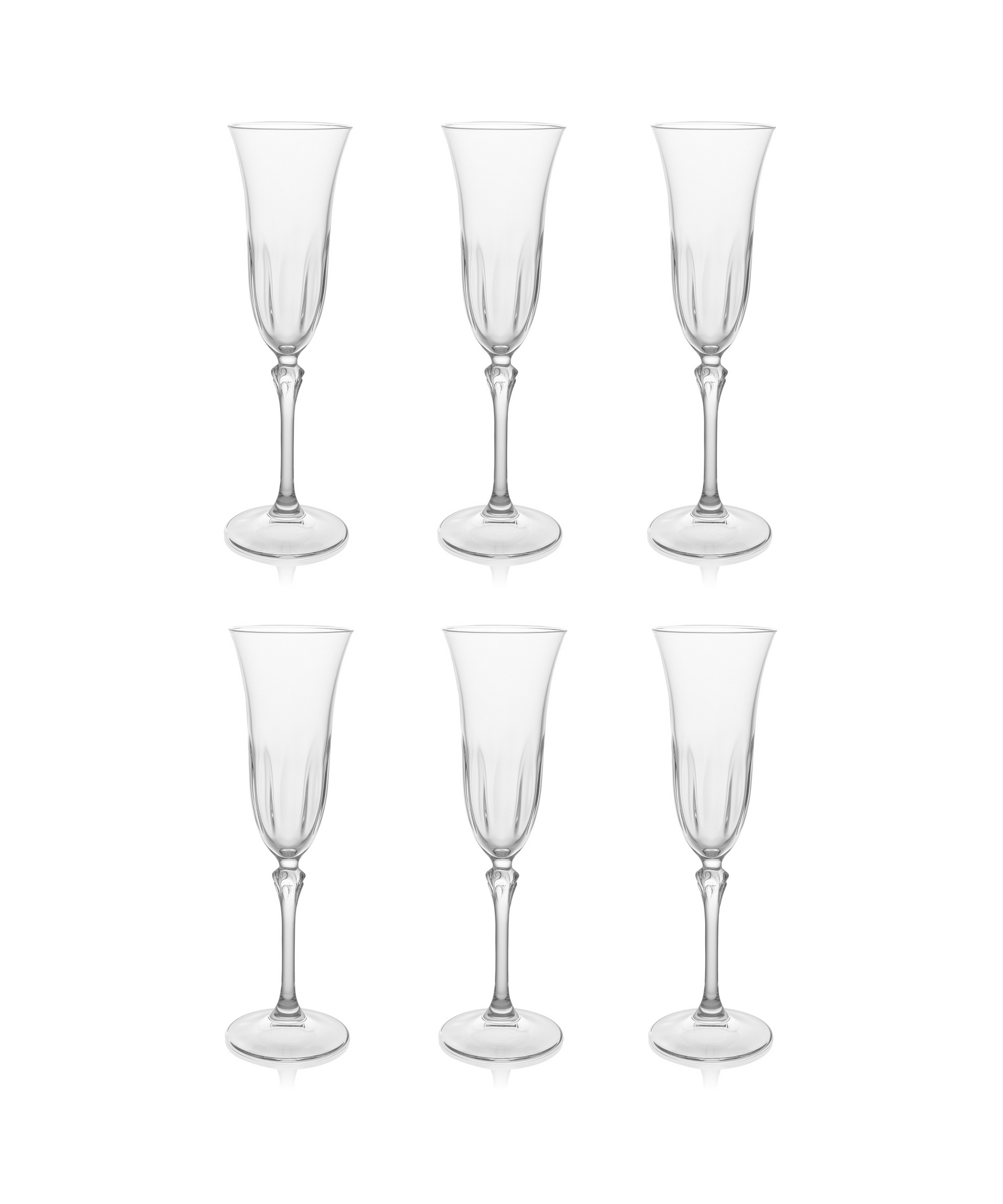 Daphne Optic Crystal Flute Glass, Rebecca Udall, Set of 6