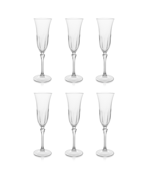 Daphne Optic Crystal Flute Glass, Rebecca Udall, Set of 6