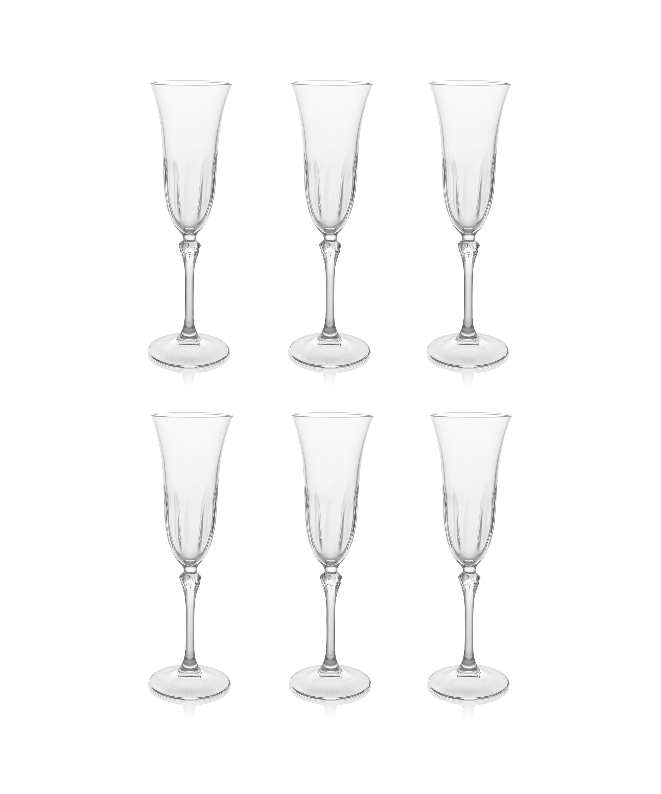 Daphne Optic Crystal Flute Glass, Rebecca Udall, Set of 6