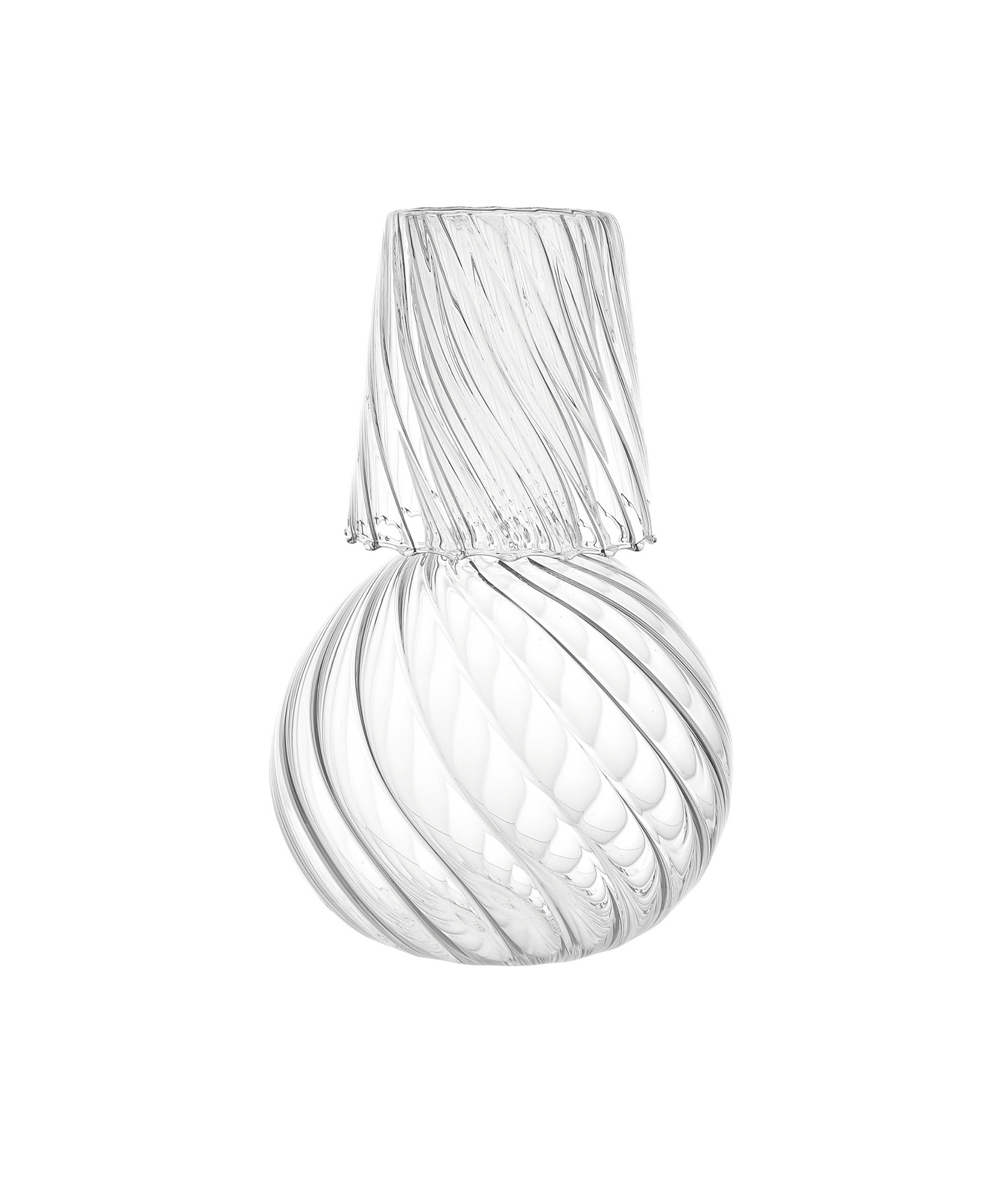 Rebecca Udall, Rippled Elegant Borosilicate Glass Carafe with Matching Glass