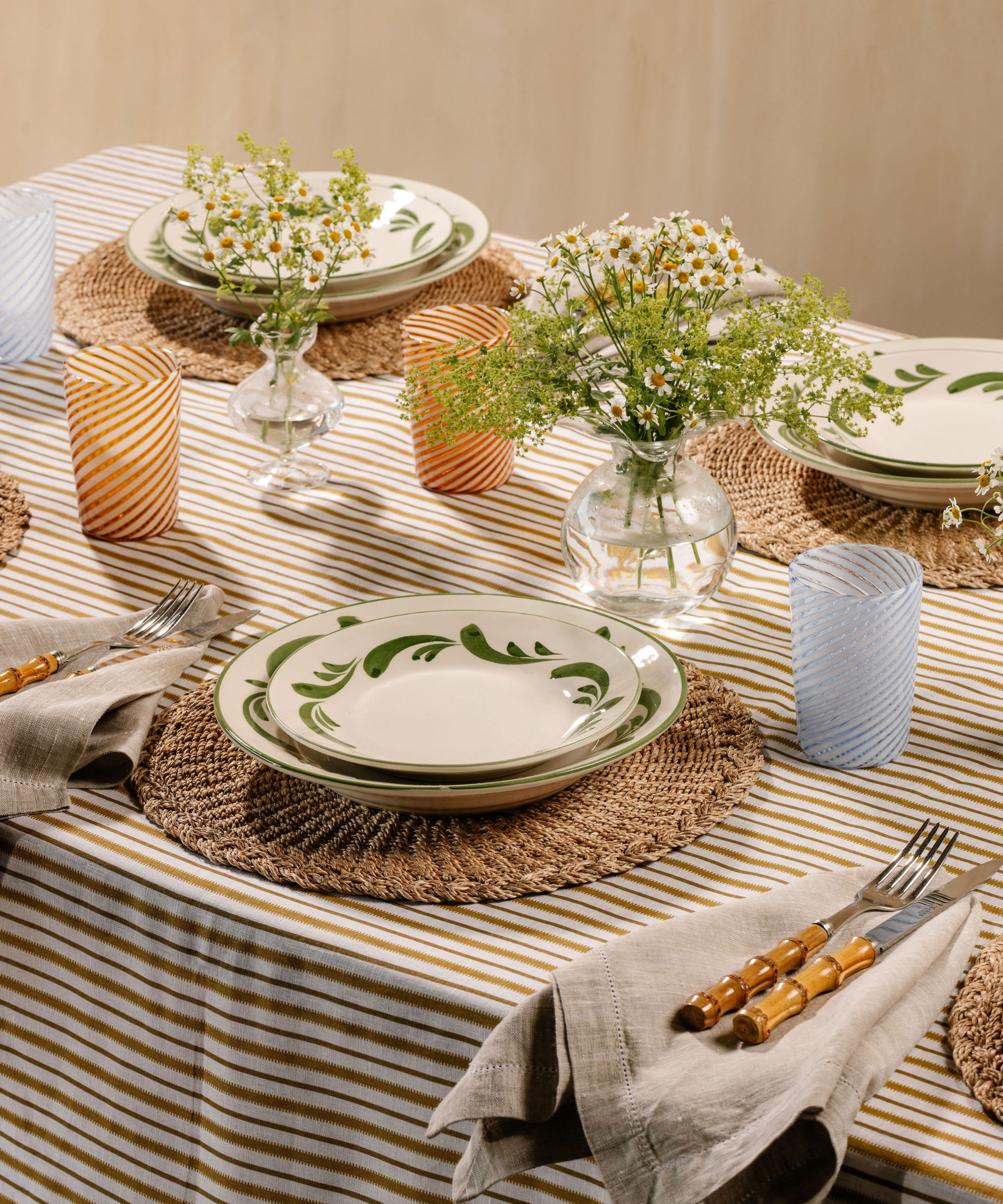 Classic Hemstitch Table Linens, Natural