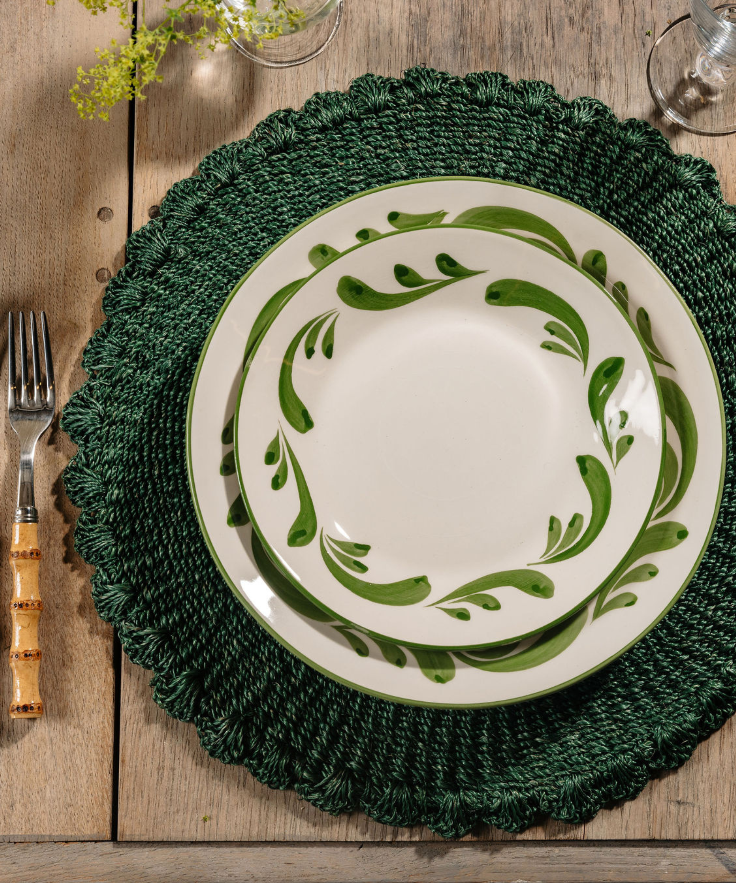 Celia Dessert Plate, Leaf Green