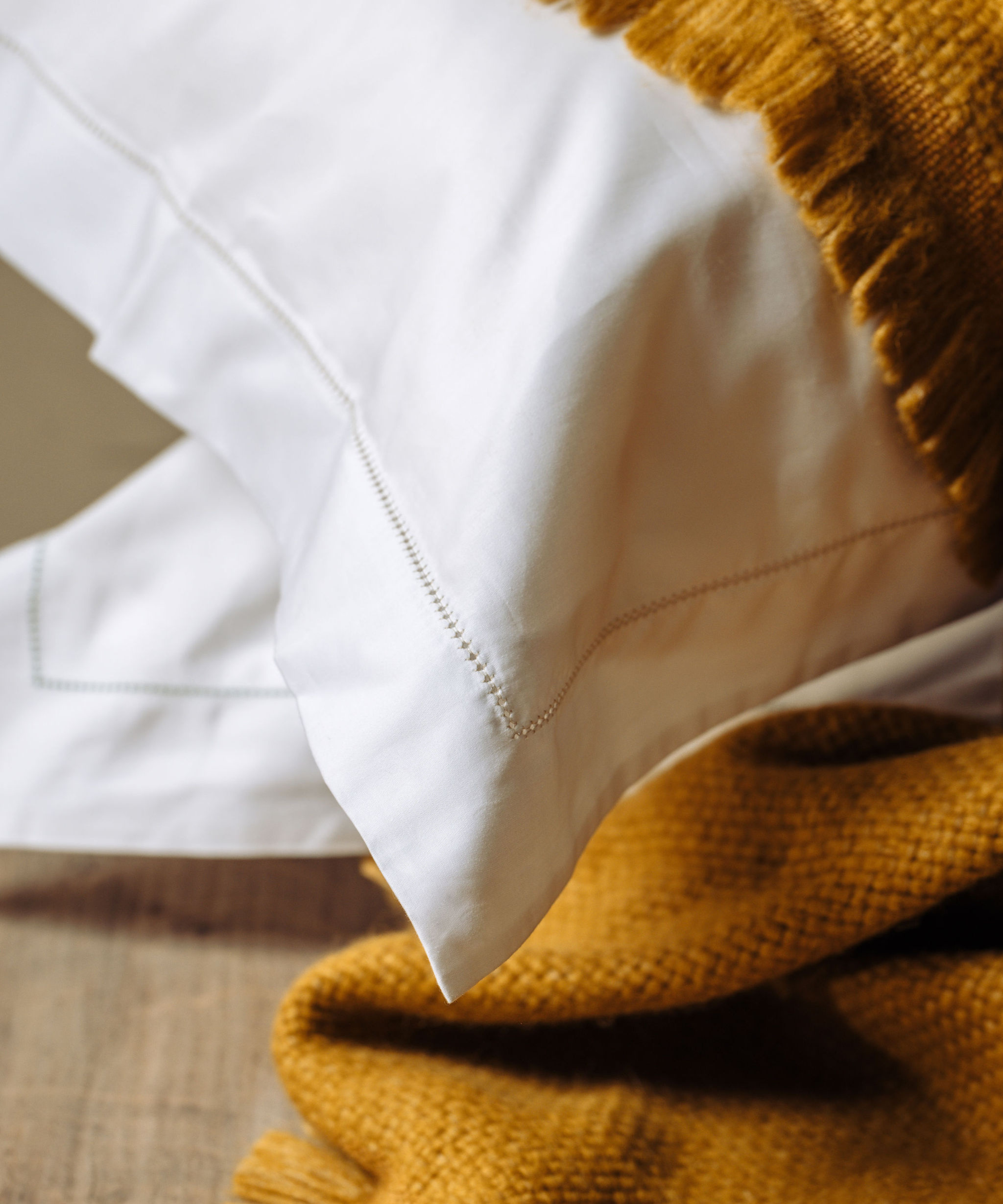 Porto Hemstitch Bed Linen, Straw