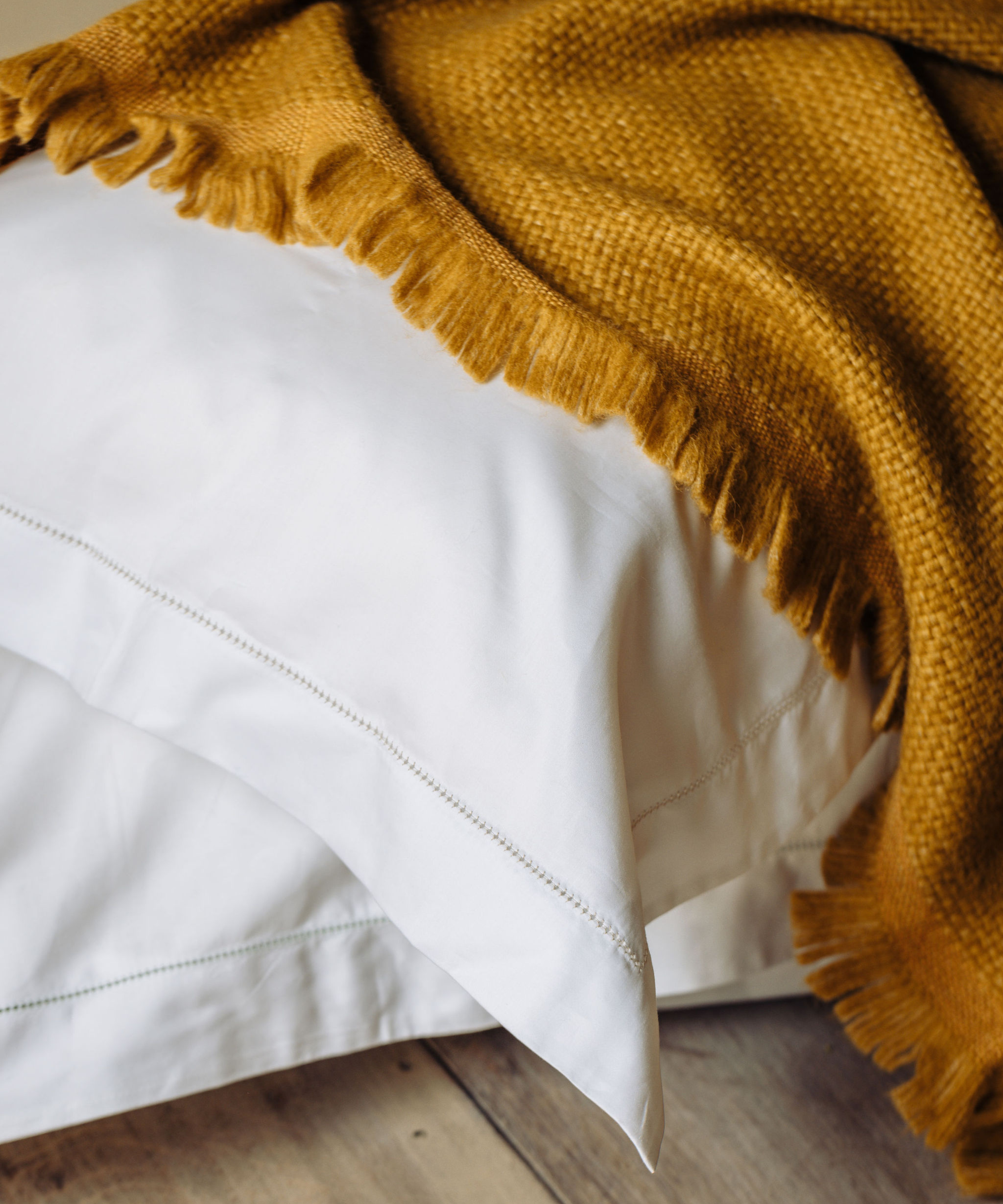 Porto Hemstitch Bed Linen, Straw