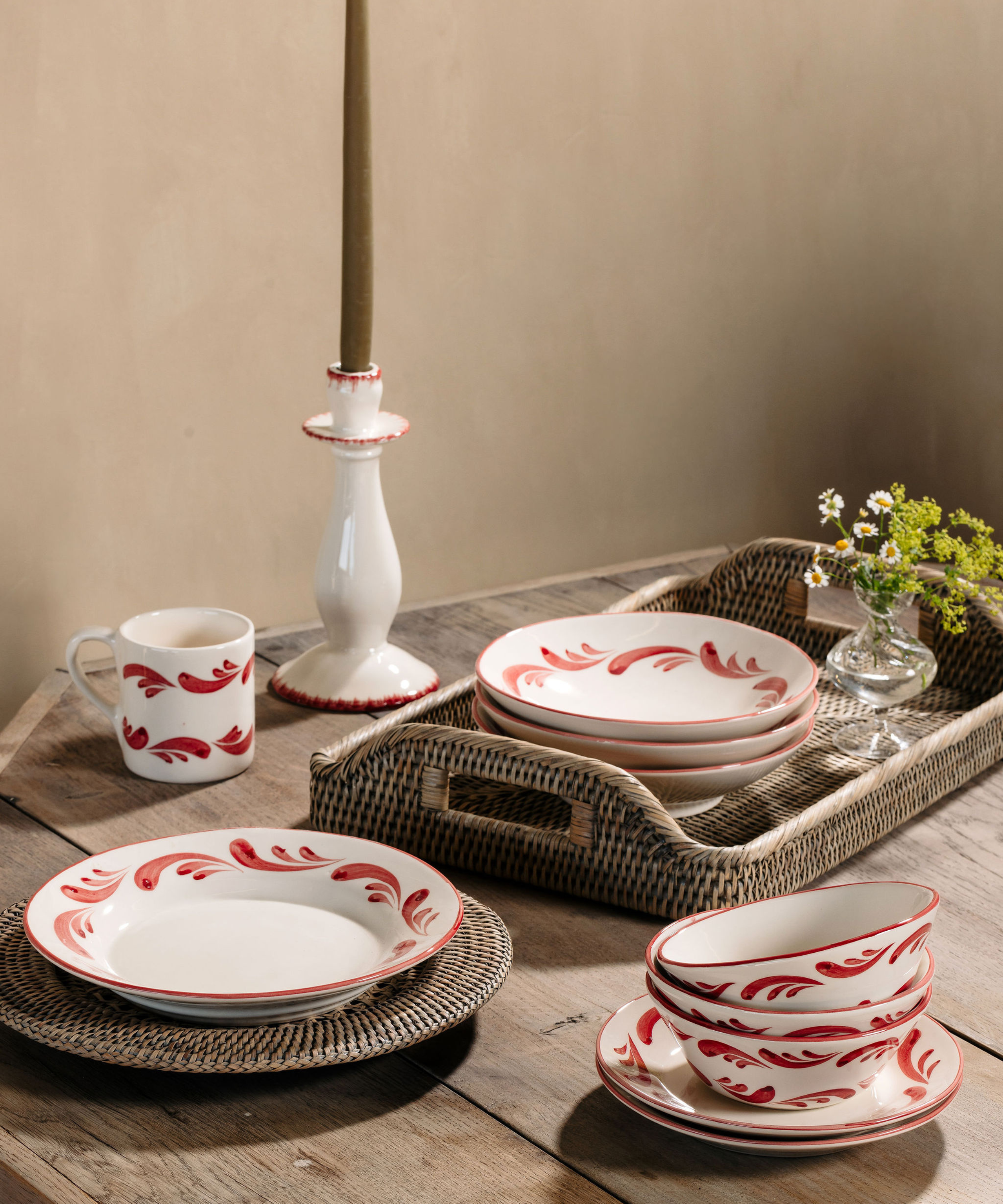 Rattan Charger, Taupe, with Celia Crockery