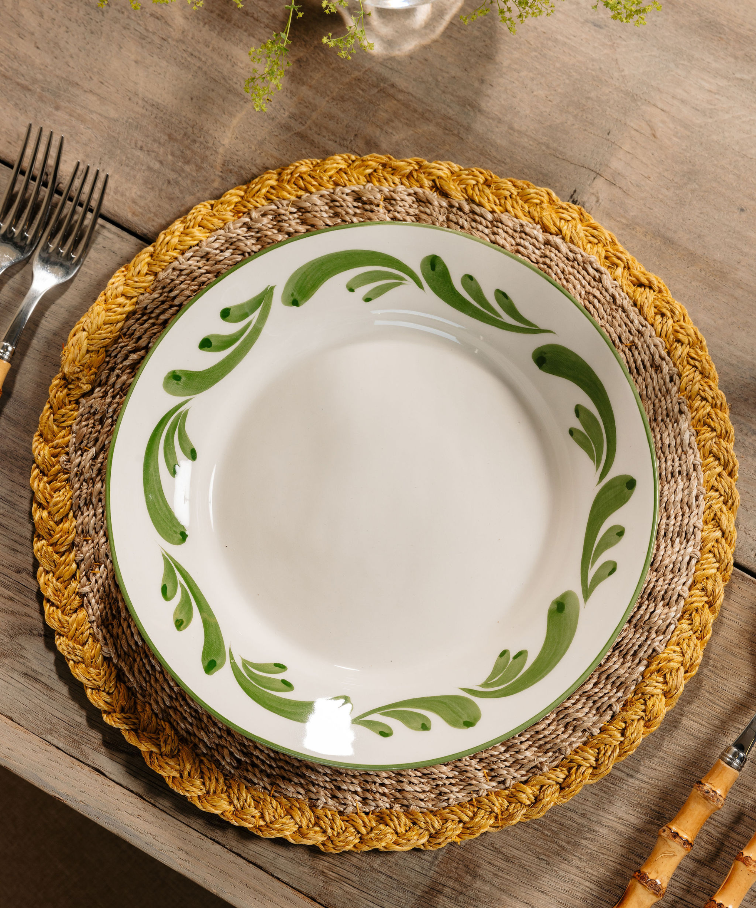 Braided Abaca Placemat, Natural/Straw, with Celia