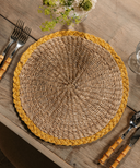Braided Abaca Placemat, Natural/Straw, Table Lifestyle
