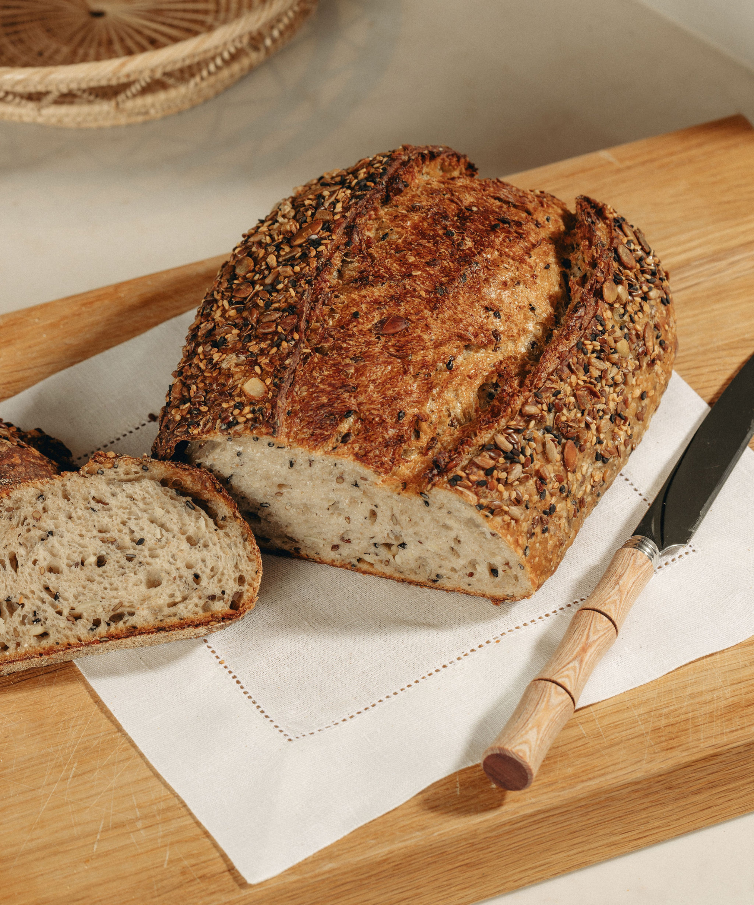 Pair of Linen Bread Basket Napkins, Large, Lifestyle
