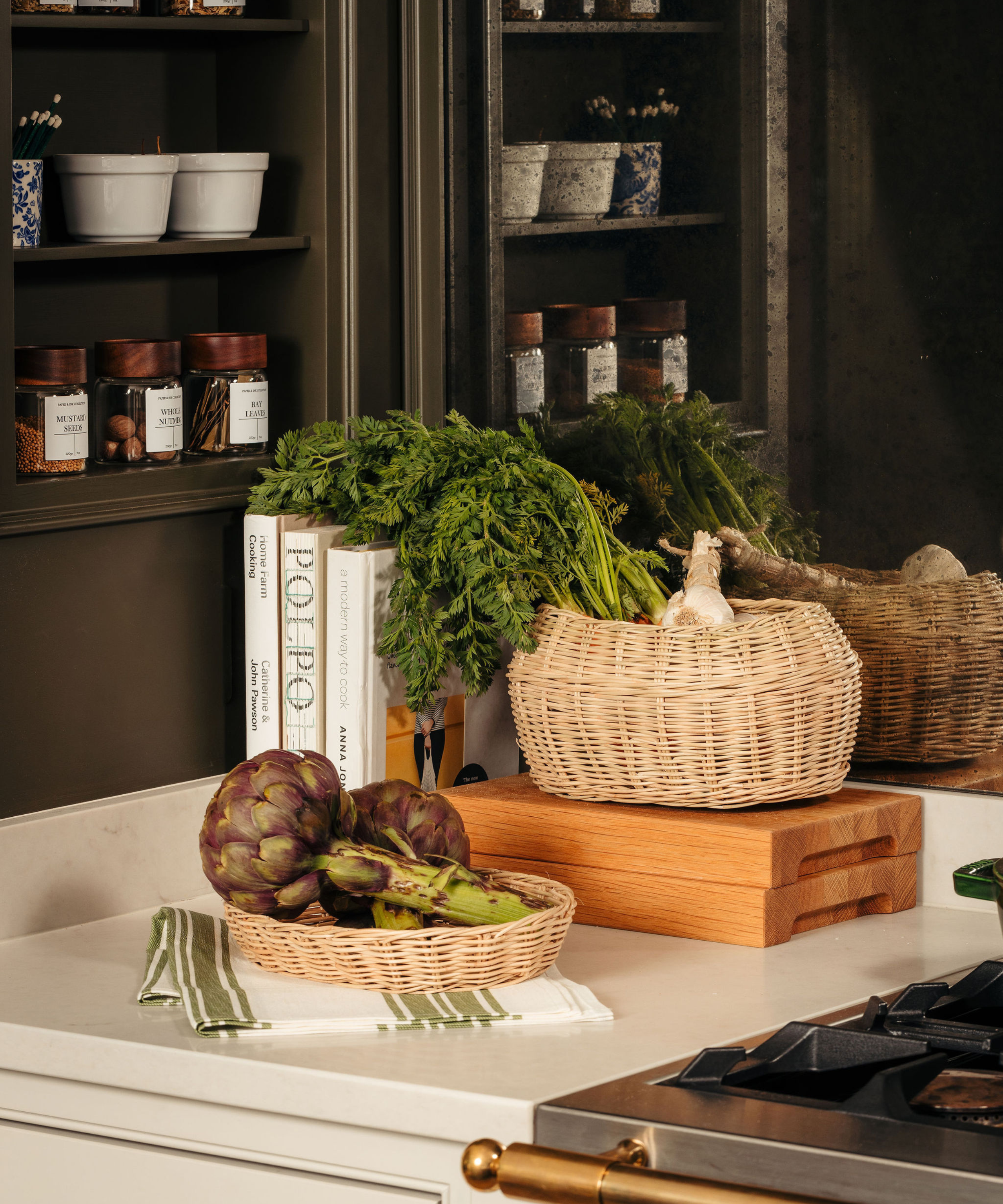 Siena Woven Lidded Storage Basket, Kitchen Lifestyle