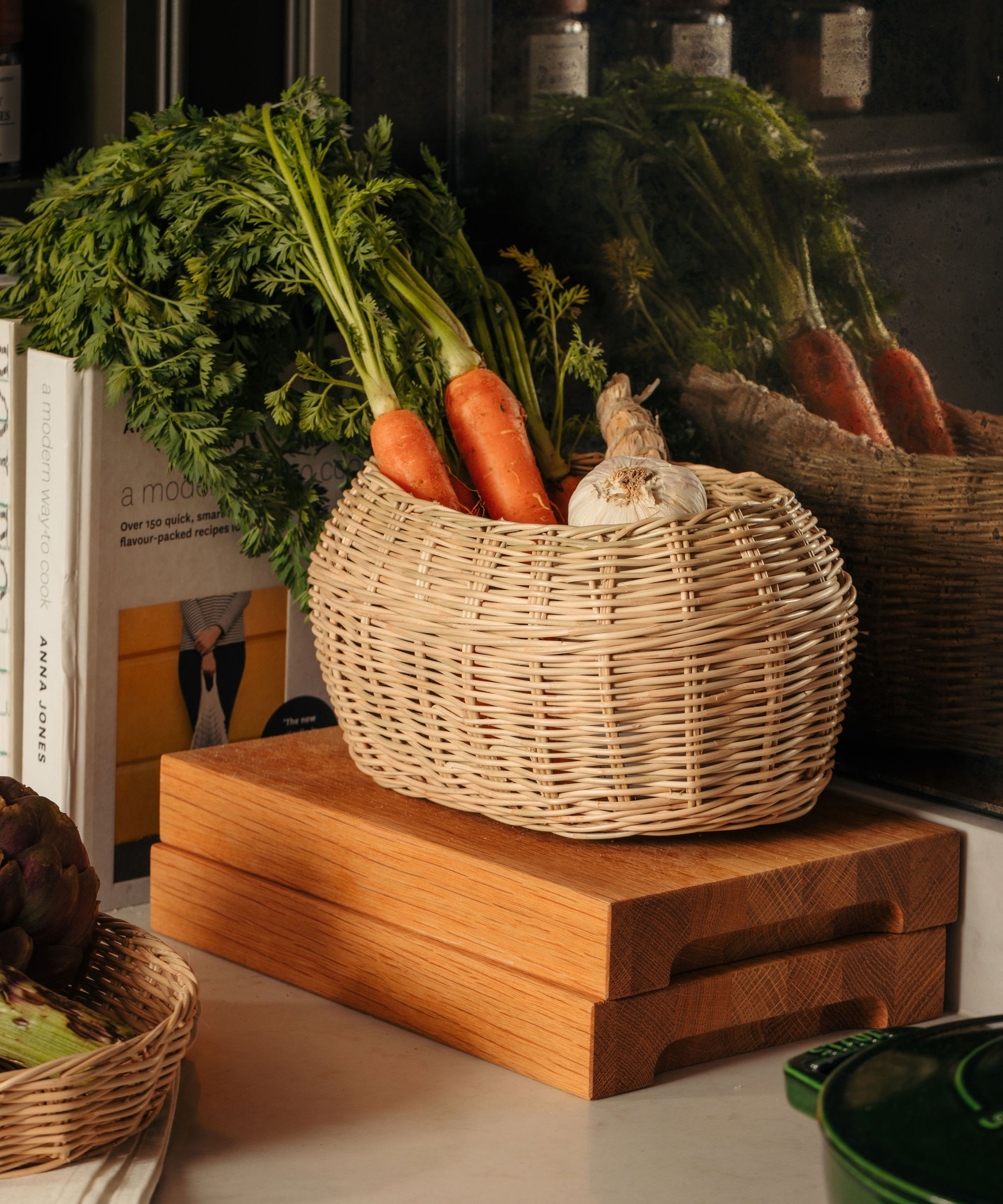 Siena Woven Lidded Storage Basket, with Vegetables