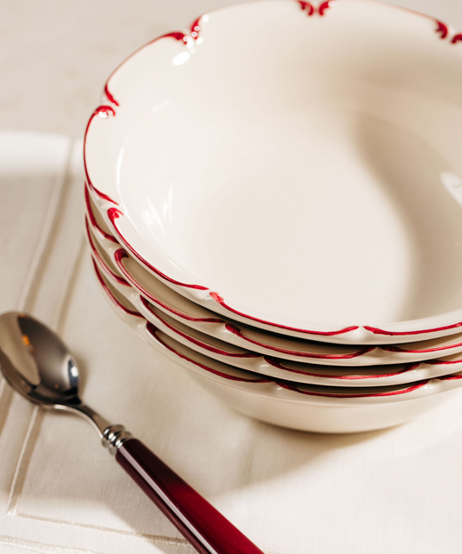 Set of 4 Classic Teaspoons,  Burgundy