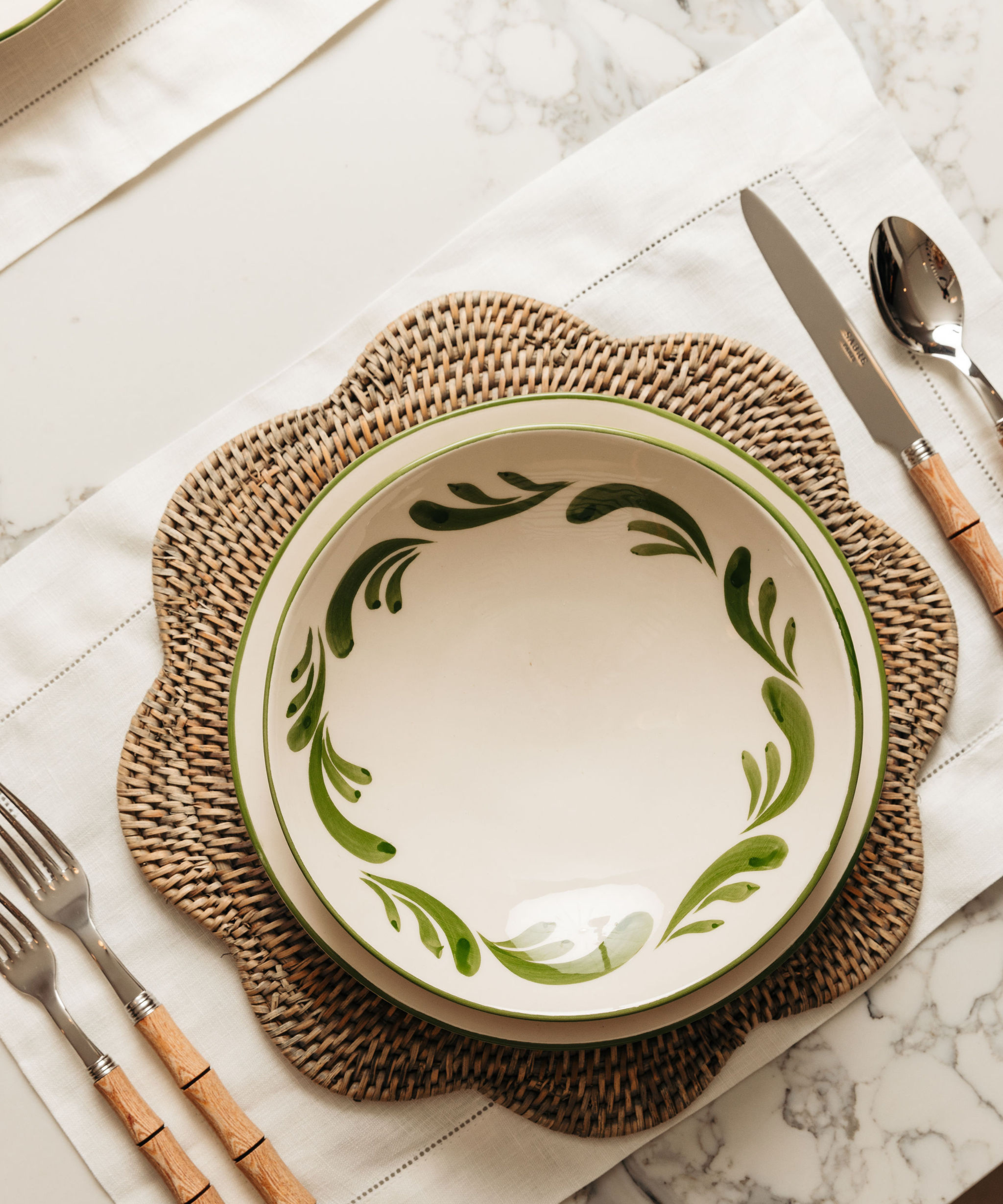 Classic Hemstitch Table Linens, White