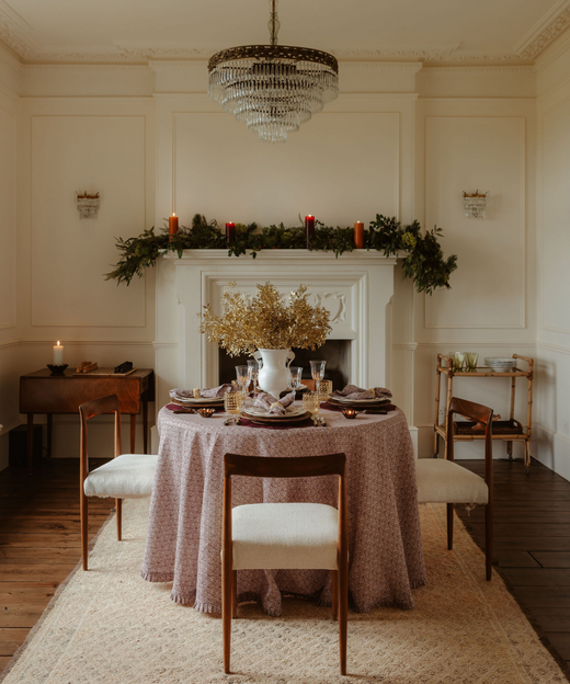 Basketweave Table Linens, Burgundy, Festive Table