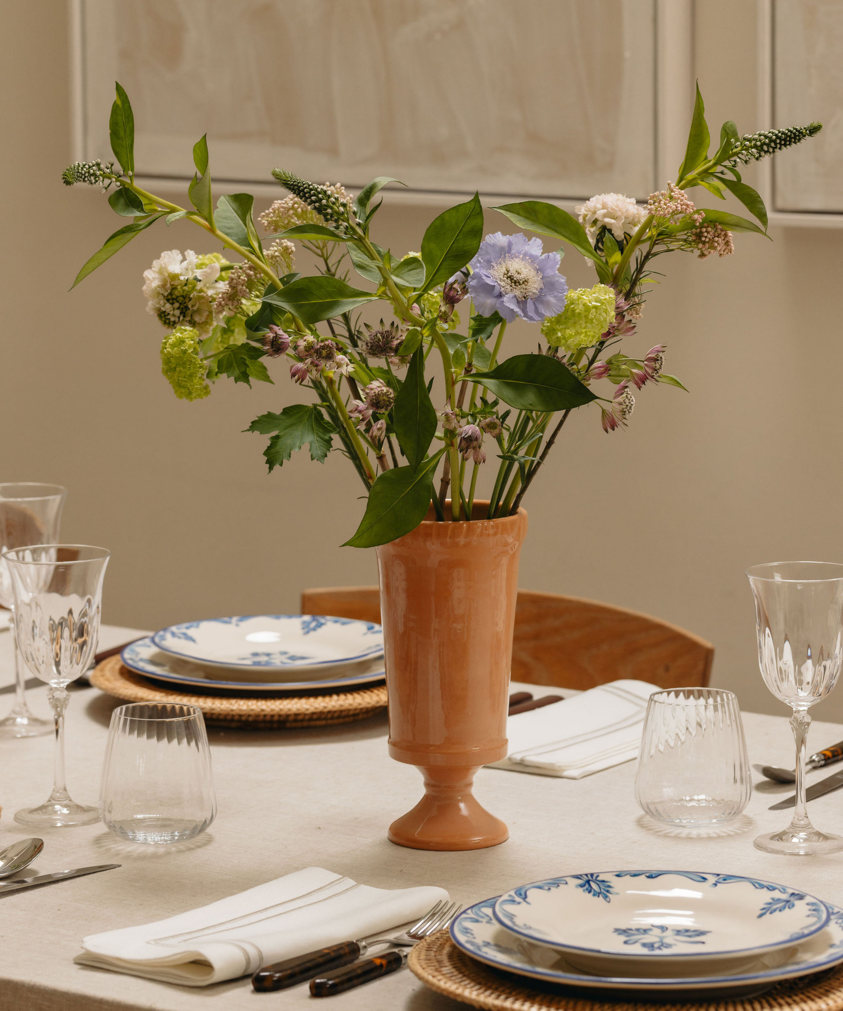 Rebecca Udall Daphne Optic Crystal Tumbler Glass with the Flora Ceramic Vase