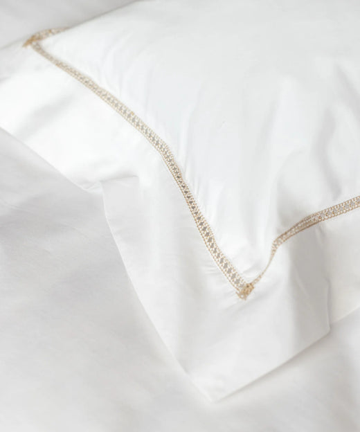 Rebecca Udall Georgiana Ladderstitch Boudoir Pillowcase, Nougat, Pillow Detail