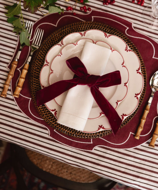 Rebecca Udall Classic Hemstitch Linen Napkin with Bamboo Handle Cutlery