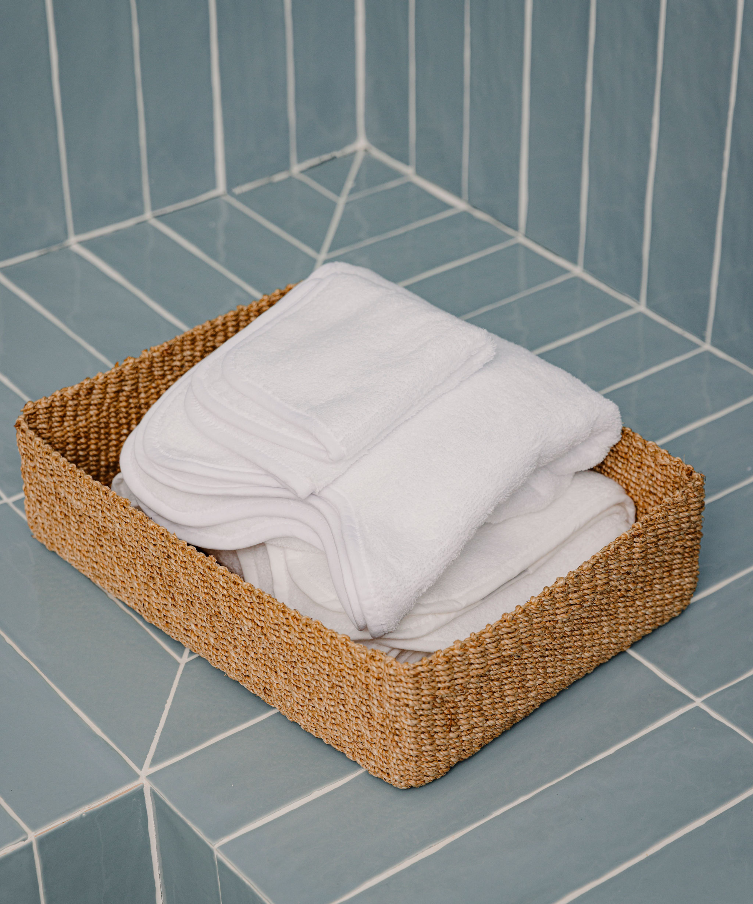 Rebecca Udall, Medium-sized rectangular storage organisation basket made from natural abaca