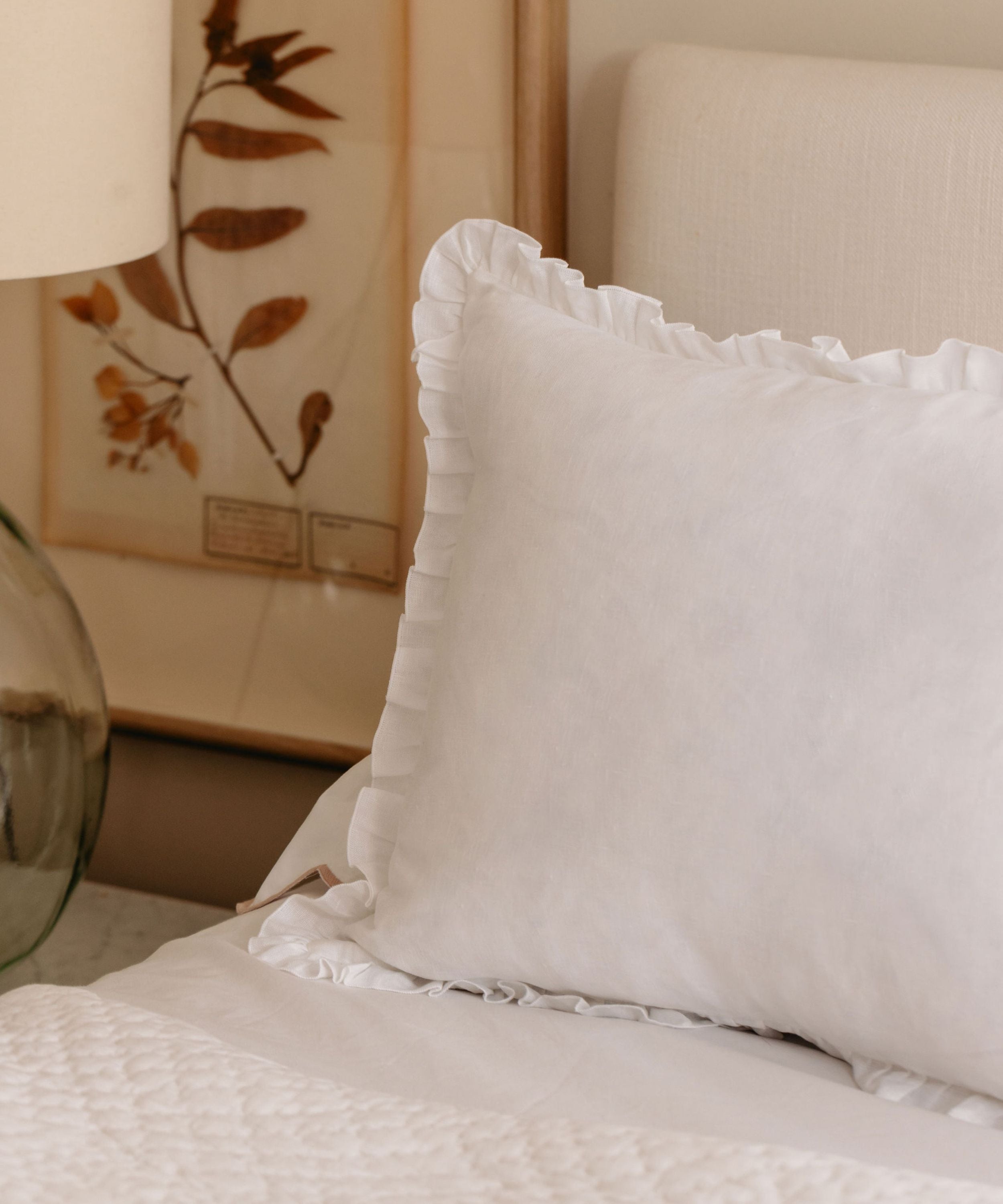 Rebecca Udall Ruffle Linen Cushion Cover, White Ruffle Close Up