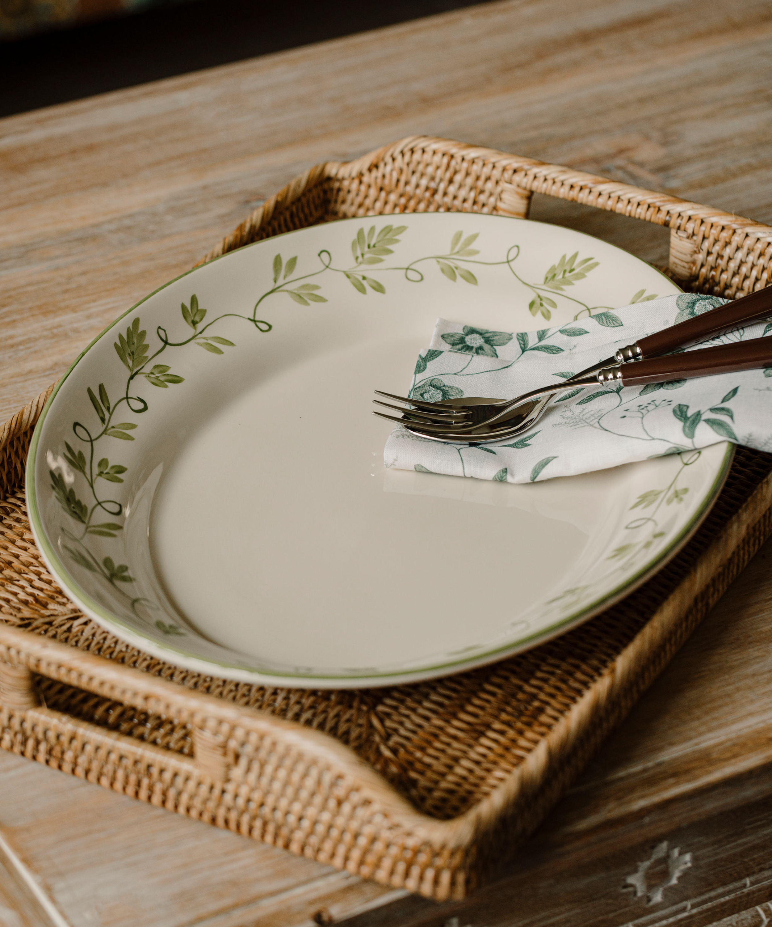 Rebecca Udall Ava Platter, Green with the Hellebore Napkin