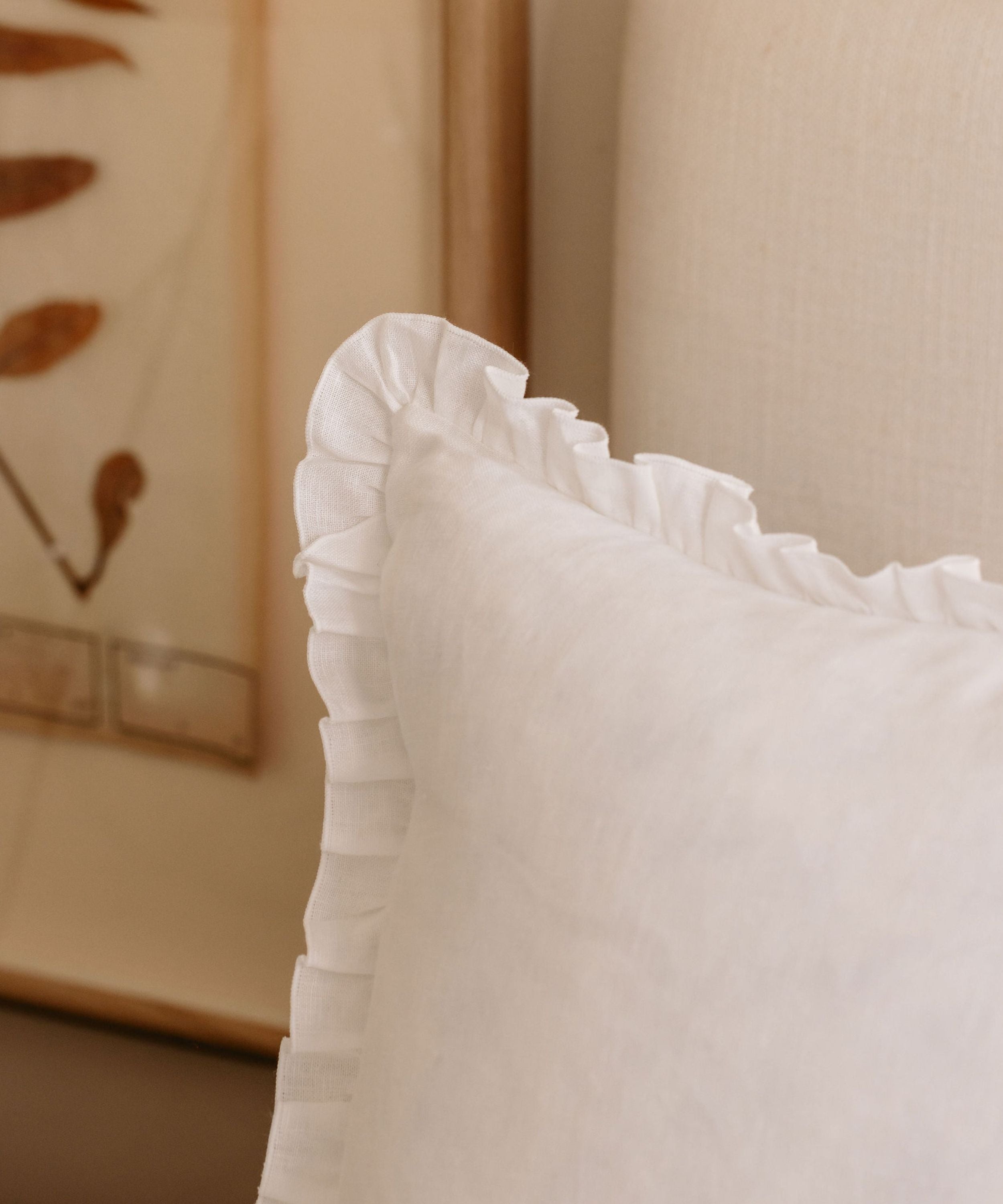 Rebecca Udall Ruffle Linen Cushion Cover, White Ruffle Border