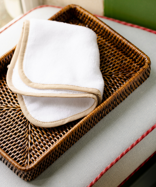 Rebecca Udall Handwoven Rattan Decoration Tray with Hand Towel