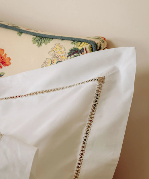 Rebecca Udall Georgiana Ladderstitch Boudoir Pillowcase, Nougat, Ladderstitch Detail