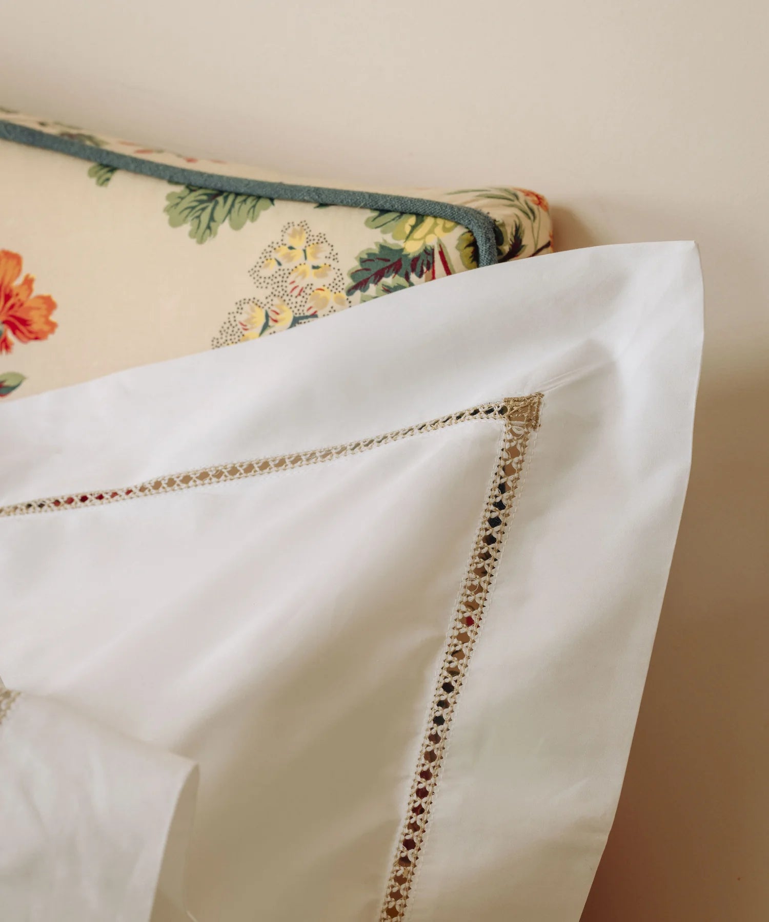 Rebecca Udall Georgiana Ladderstitch Boudoir Pillowcase, Nougat, Ladderstitch Detail