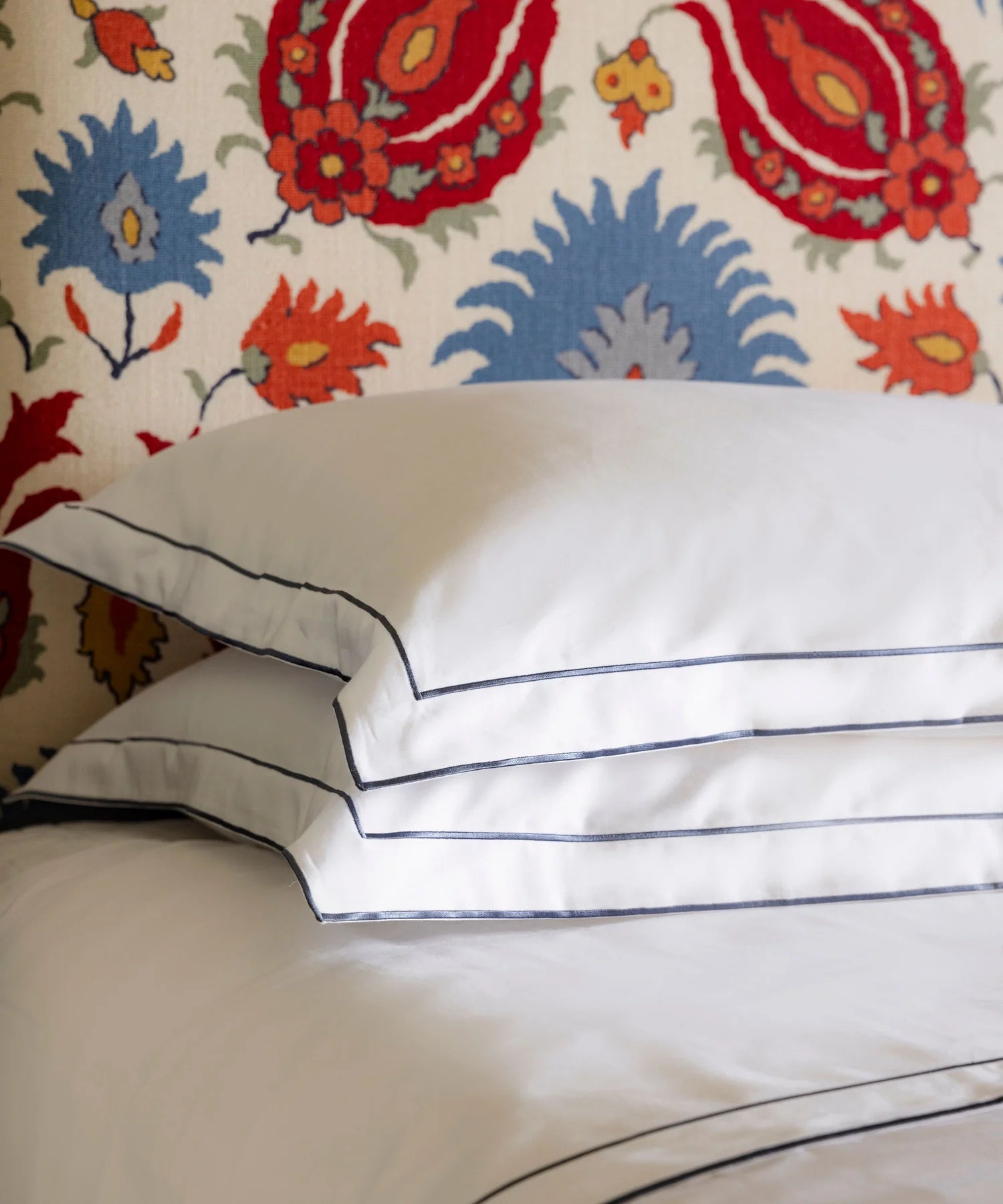 Pair of Frame Pillowcases, Steel Blue, Detail