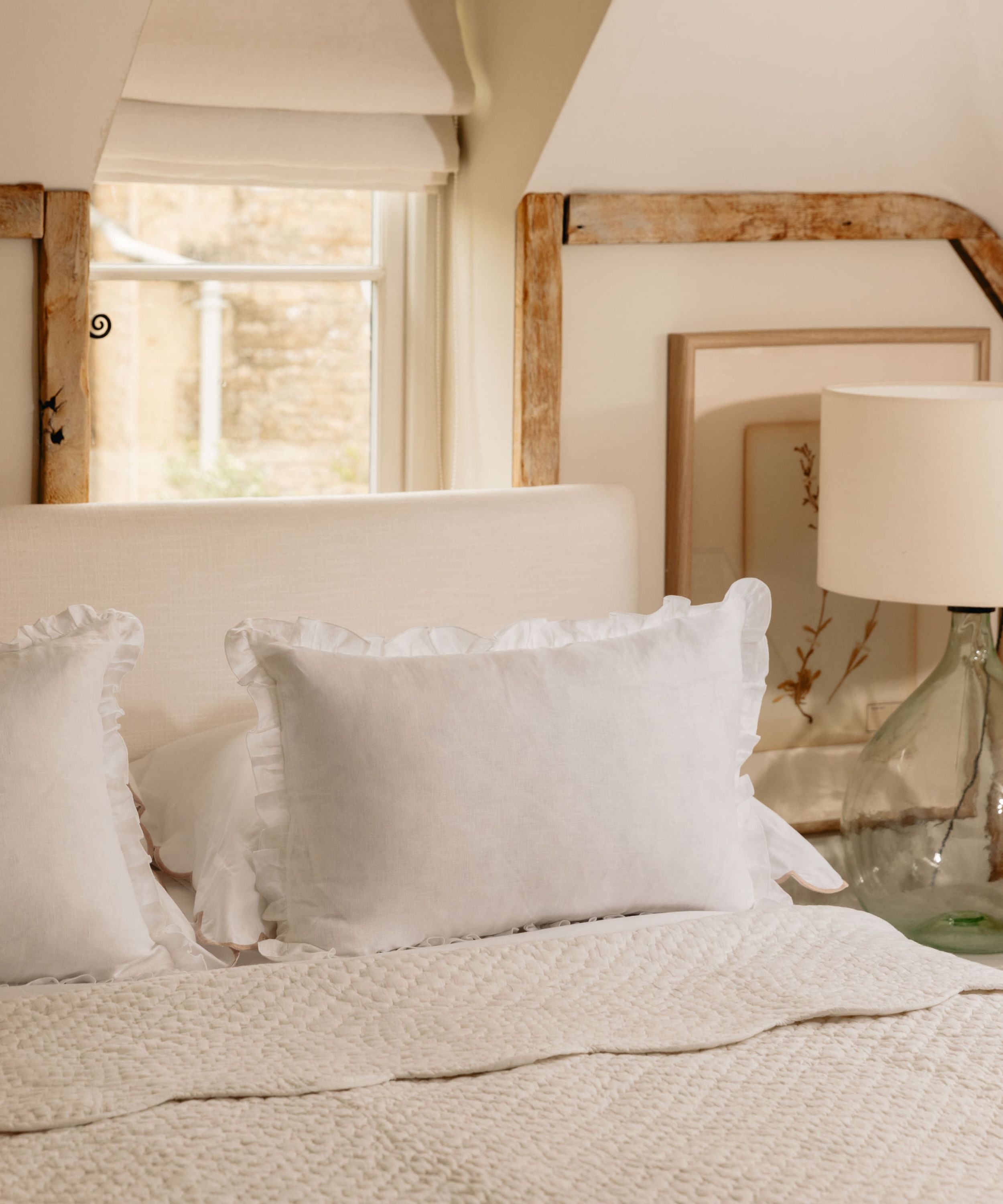 Rebecca Udall Ruffle Linen Cushion Cover, White