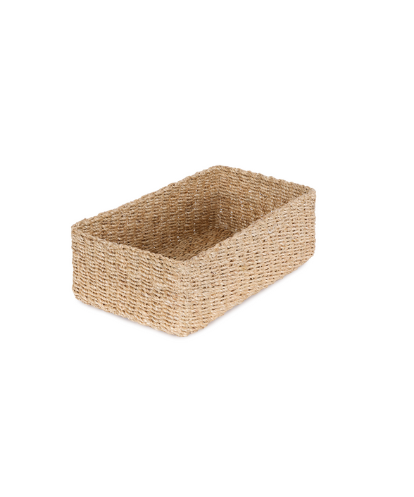 Rebecca Udall Abaca Rectangular Storage Basket, Small, White Background hover