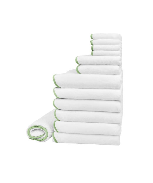 Amelia Scalloped Bath Towel Large Family Bundle, Asparagus