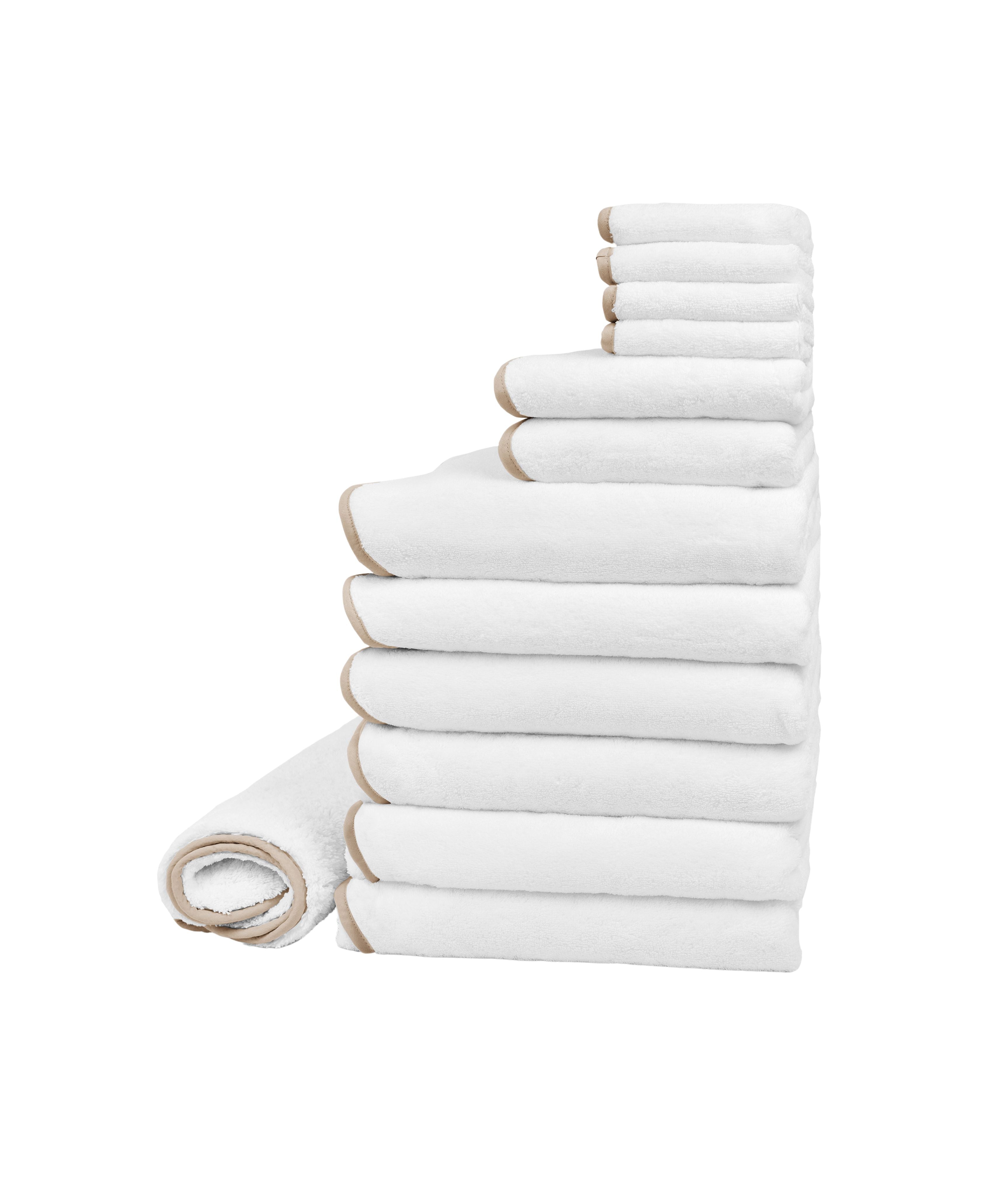 Amelia Scalloped Bath Towel Large Family Bundle, Taupe